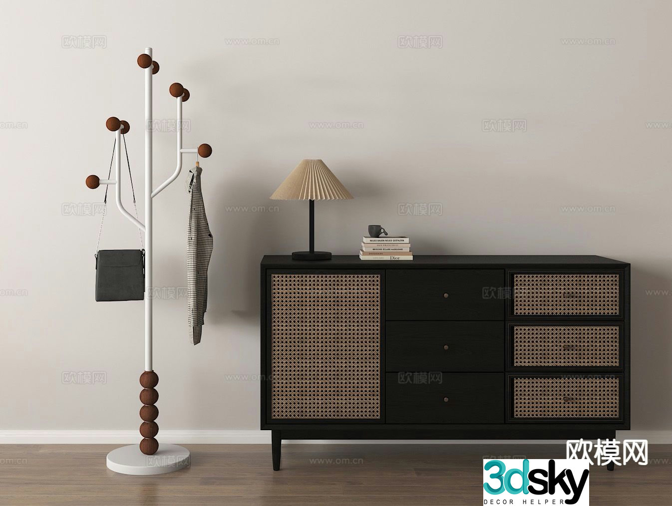 Wabi-sabi entrance cabinet 3d model