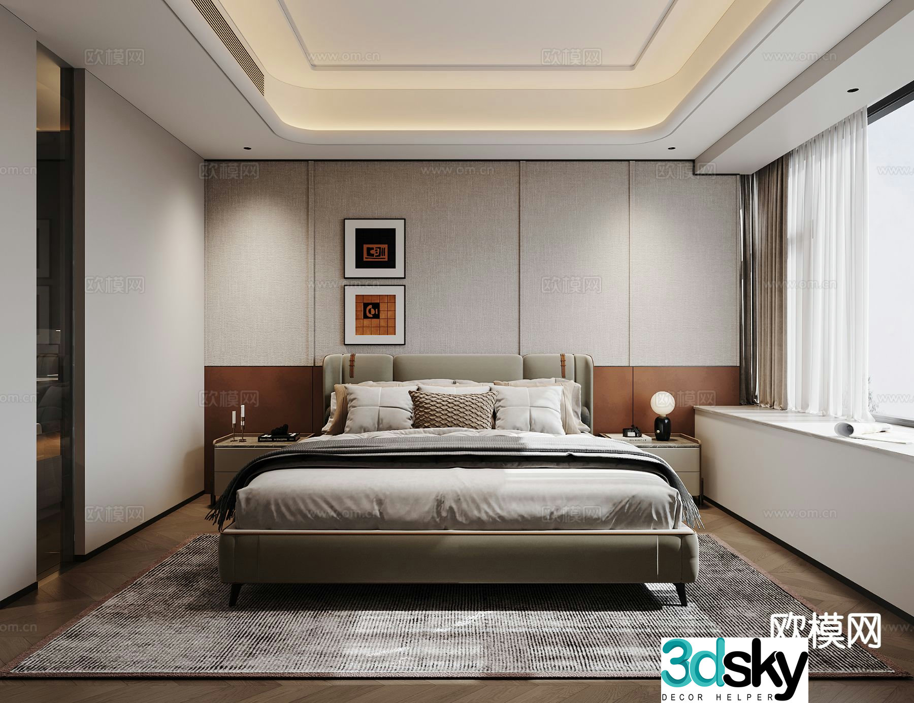 Italian style bedroom master bedroom dressing room 3d model