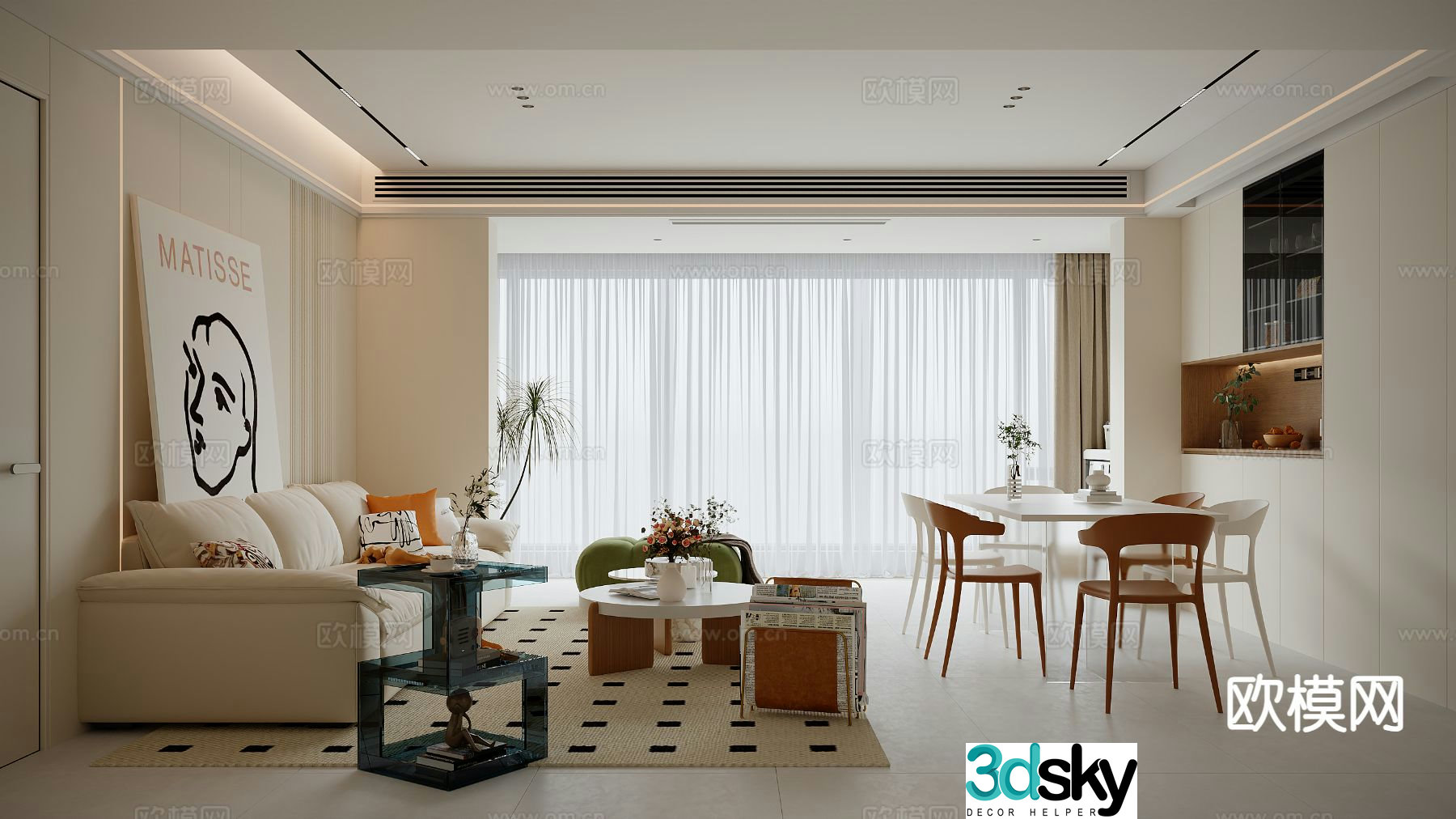Modern guest restaurant 3d model