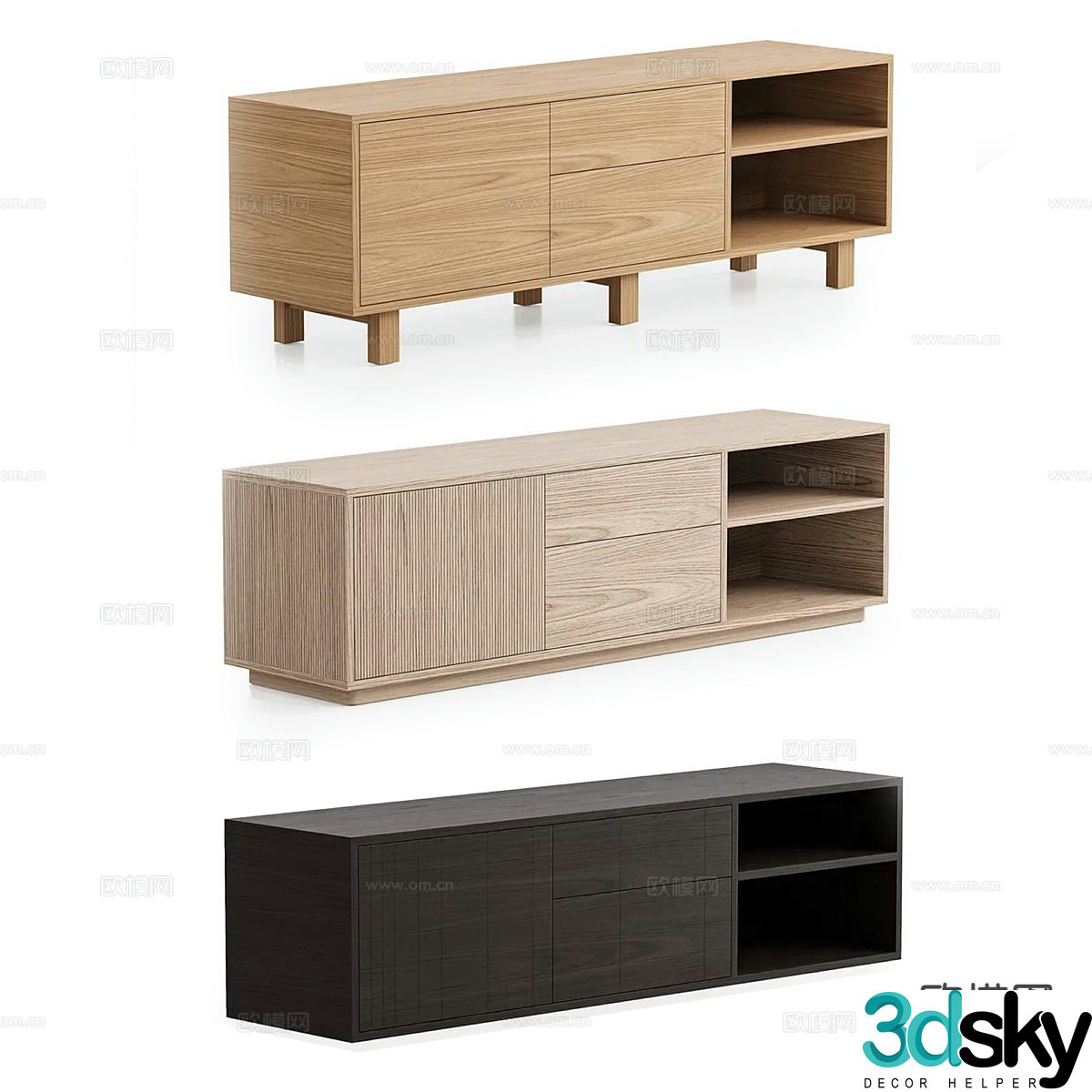 Nordic simple TV cabinet 3D model