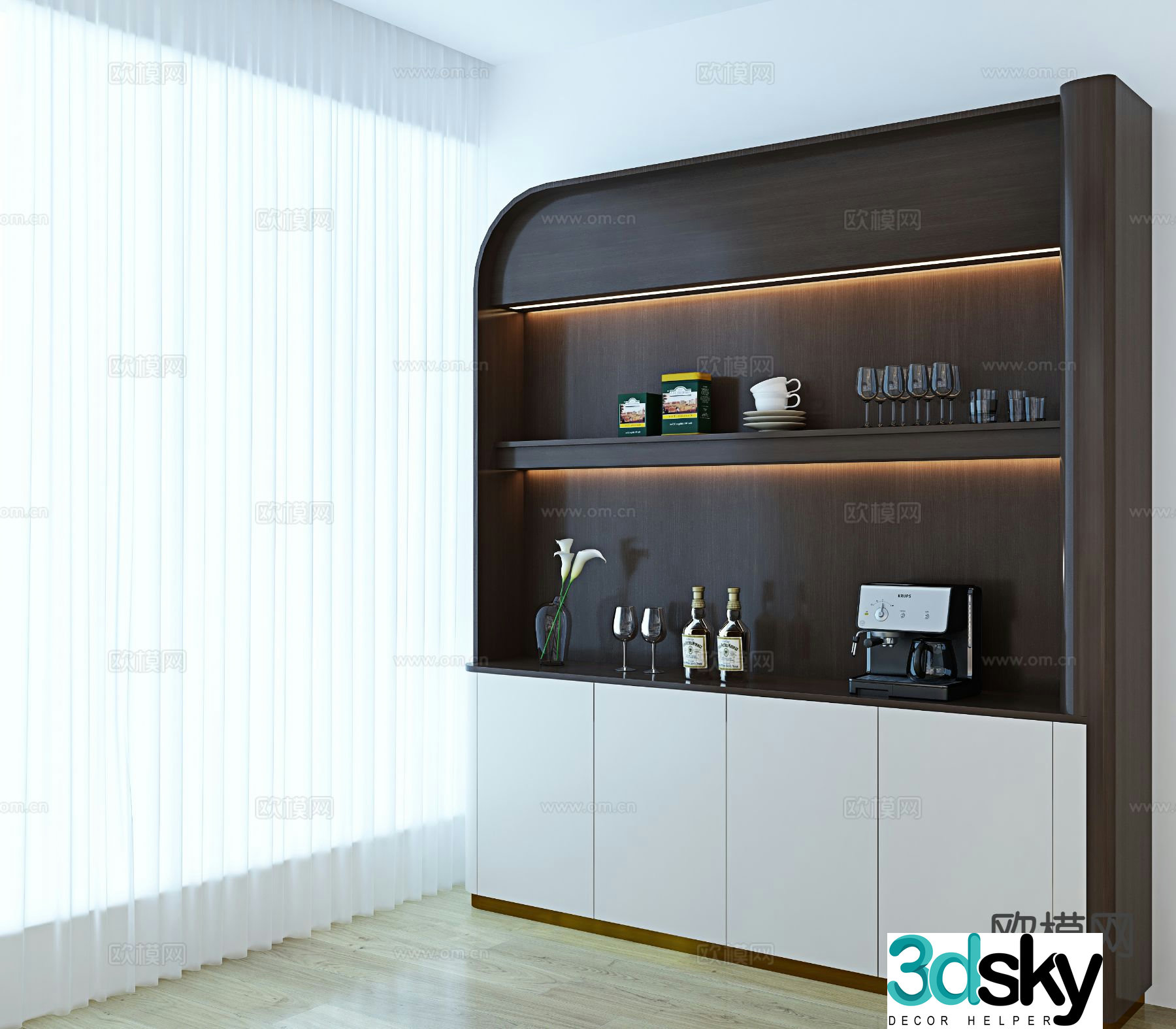 Modern wine cabinet sideboard 3d model