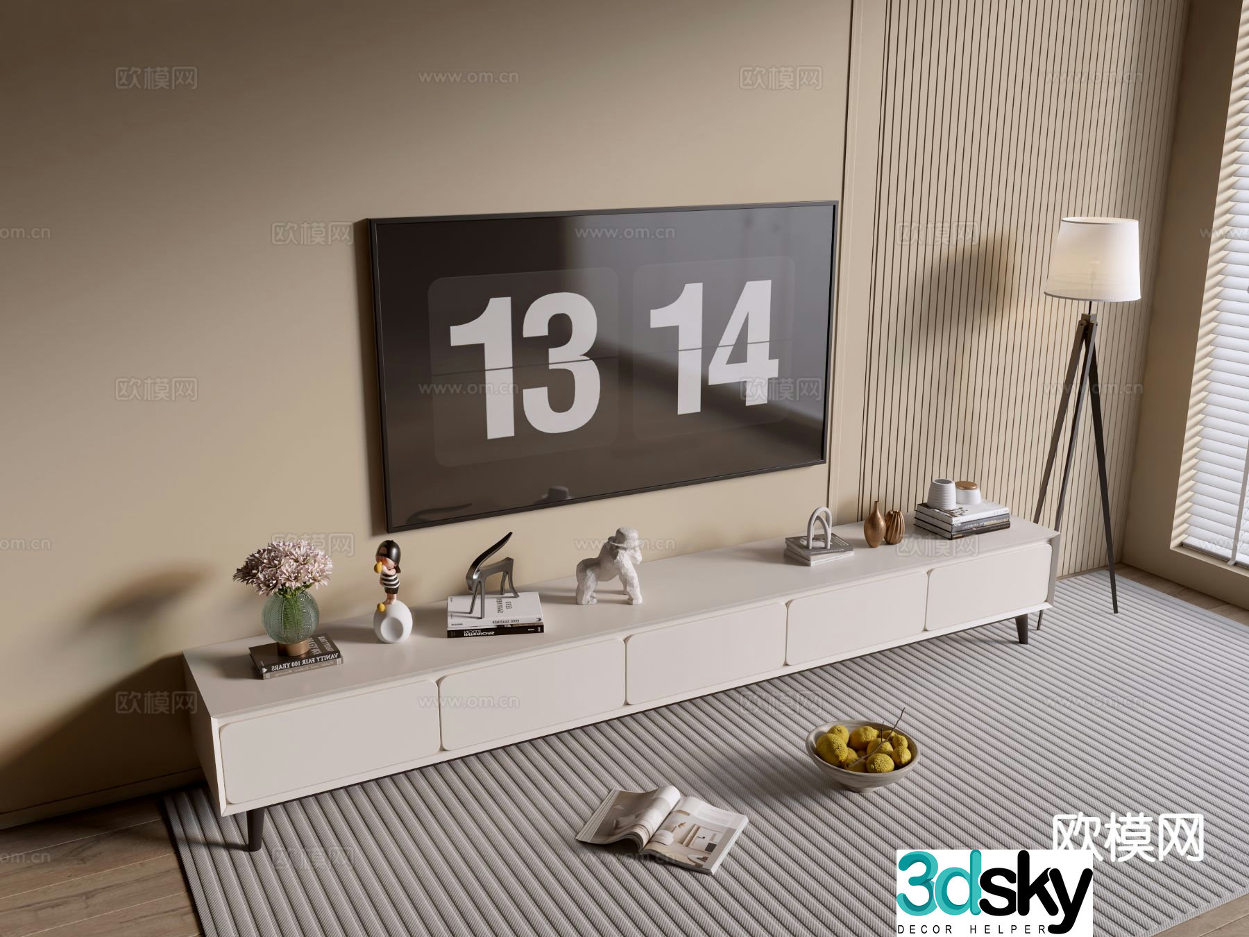 Cream style TV cabinet 3d model