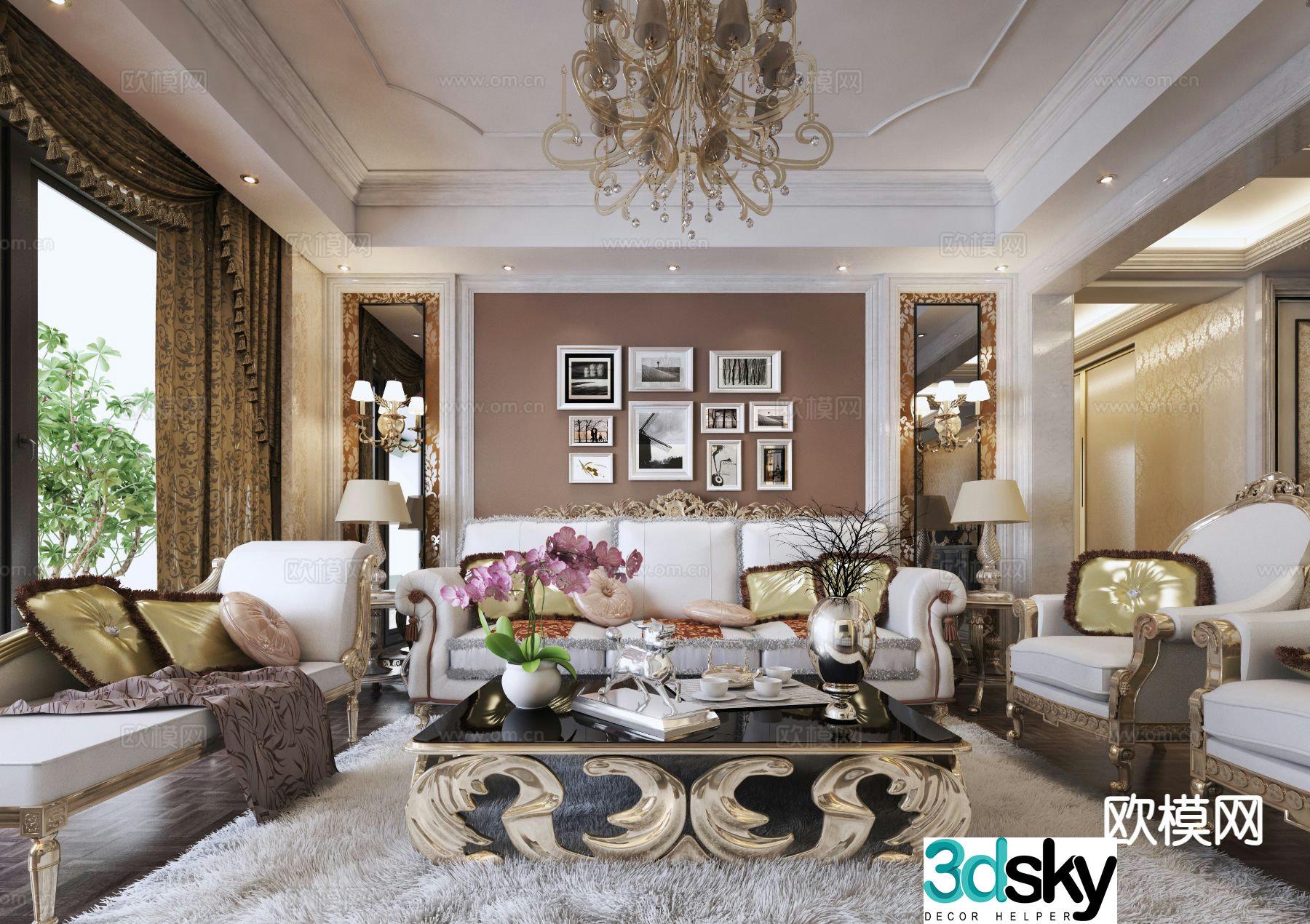 European style living room 3d model