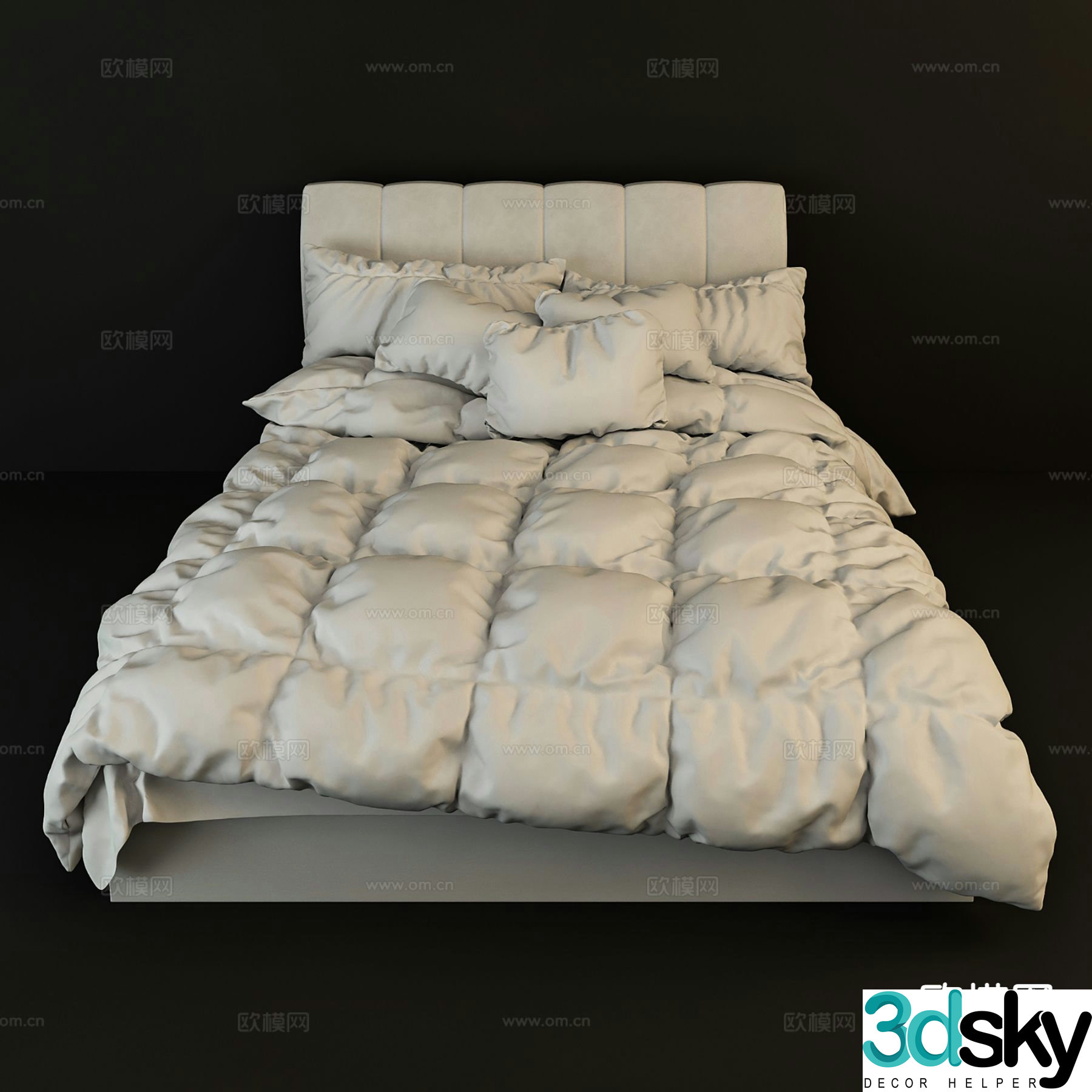Modern double bed 3d model