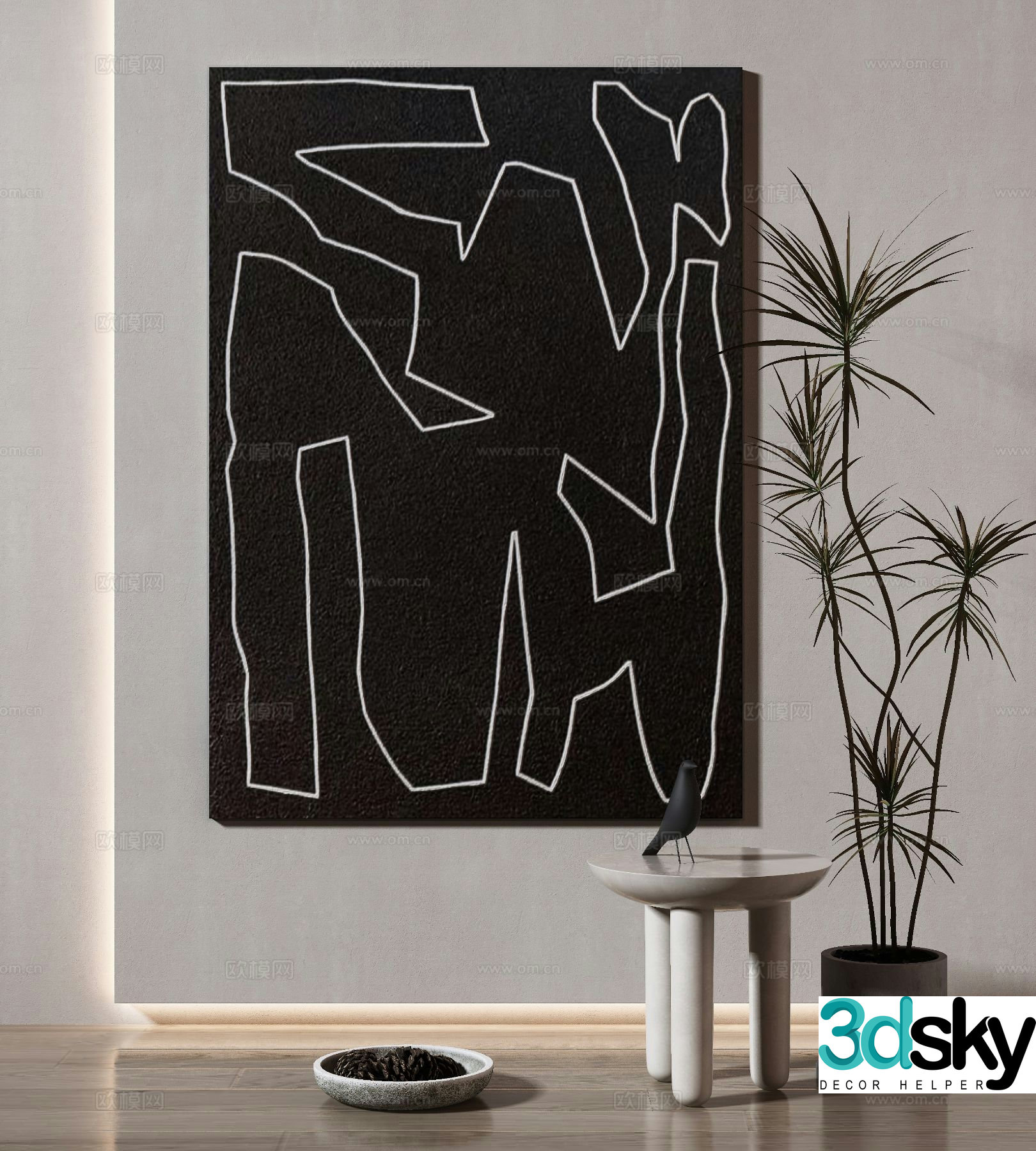 Modern texture painting decorative painting 3d model