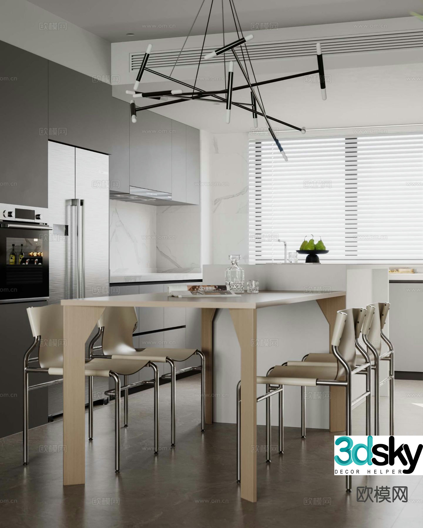 Modern island restaurant 3d model