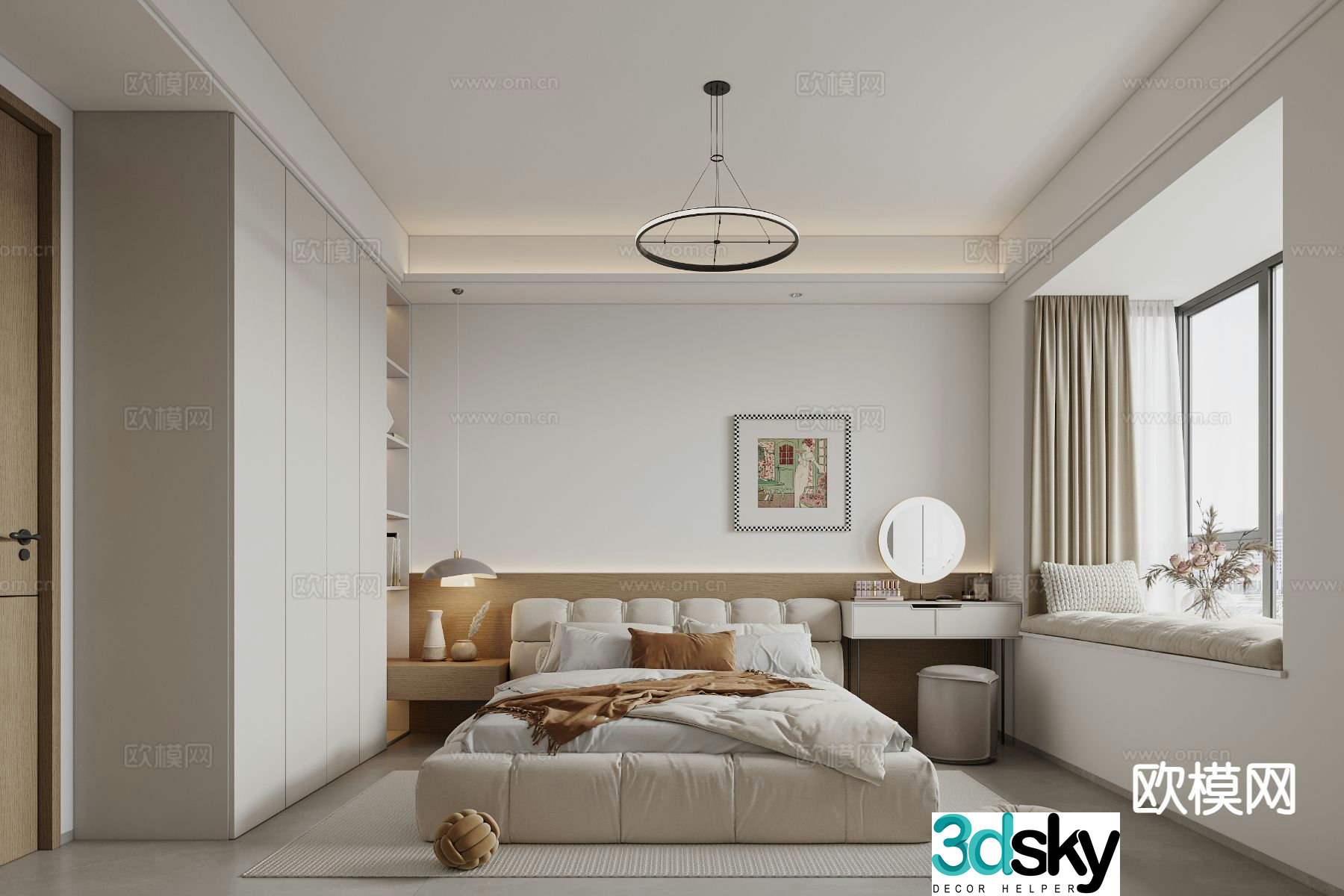 Cream style bedroom master bedroom 3d model