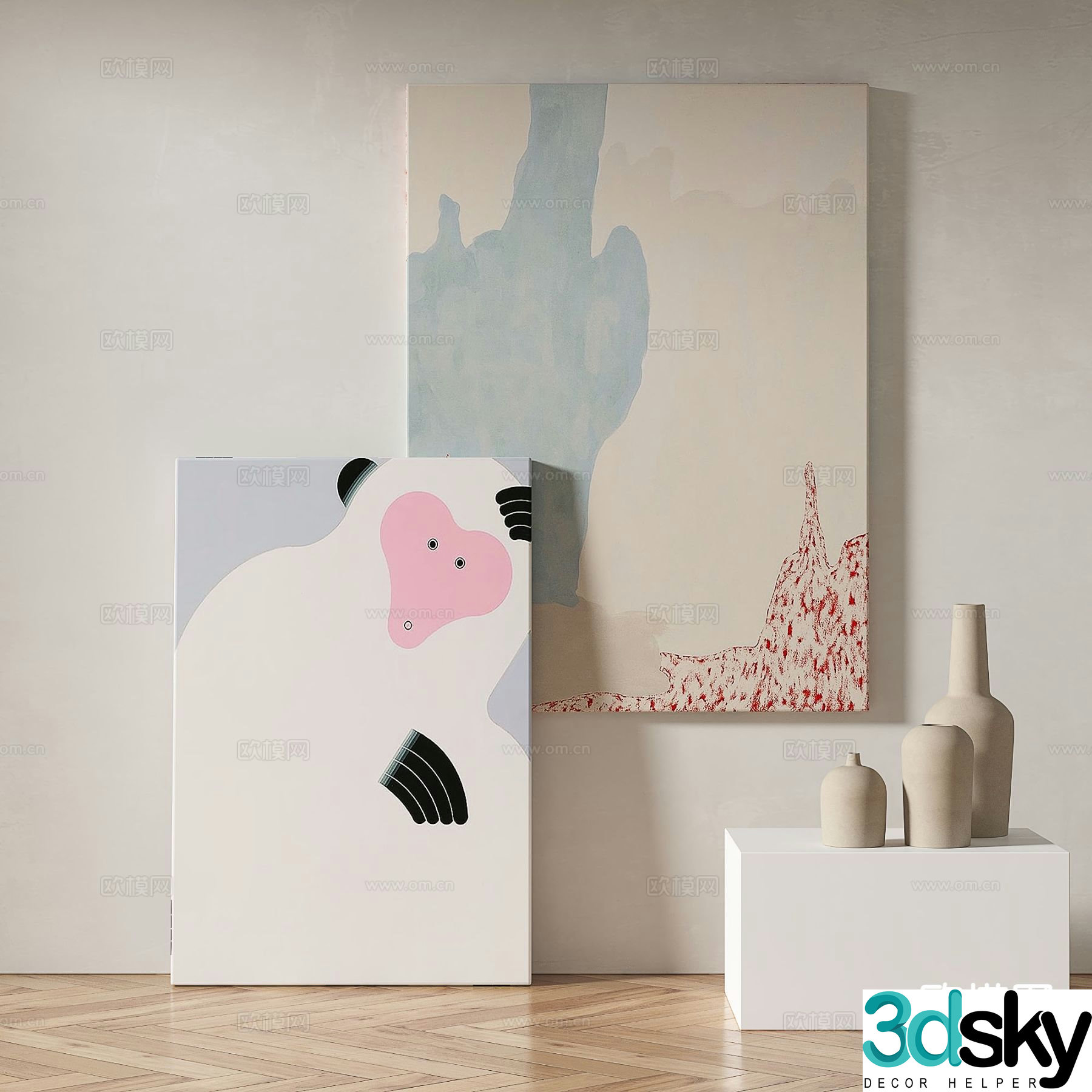 Modern cartoon painting decorative painting 3d model