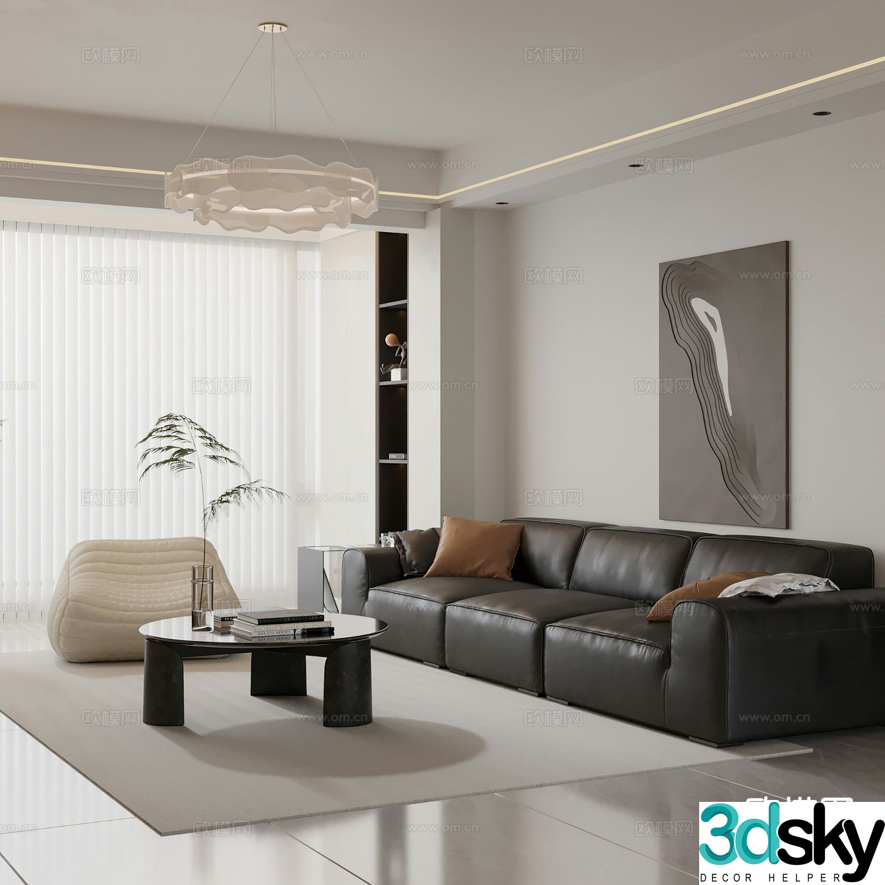 Modern minimalist guest restaurant 3D model