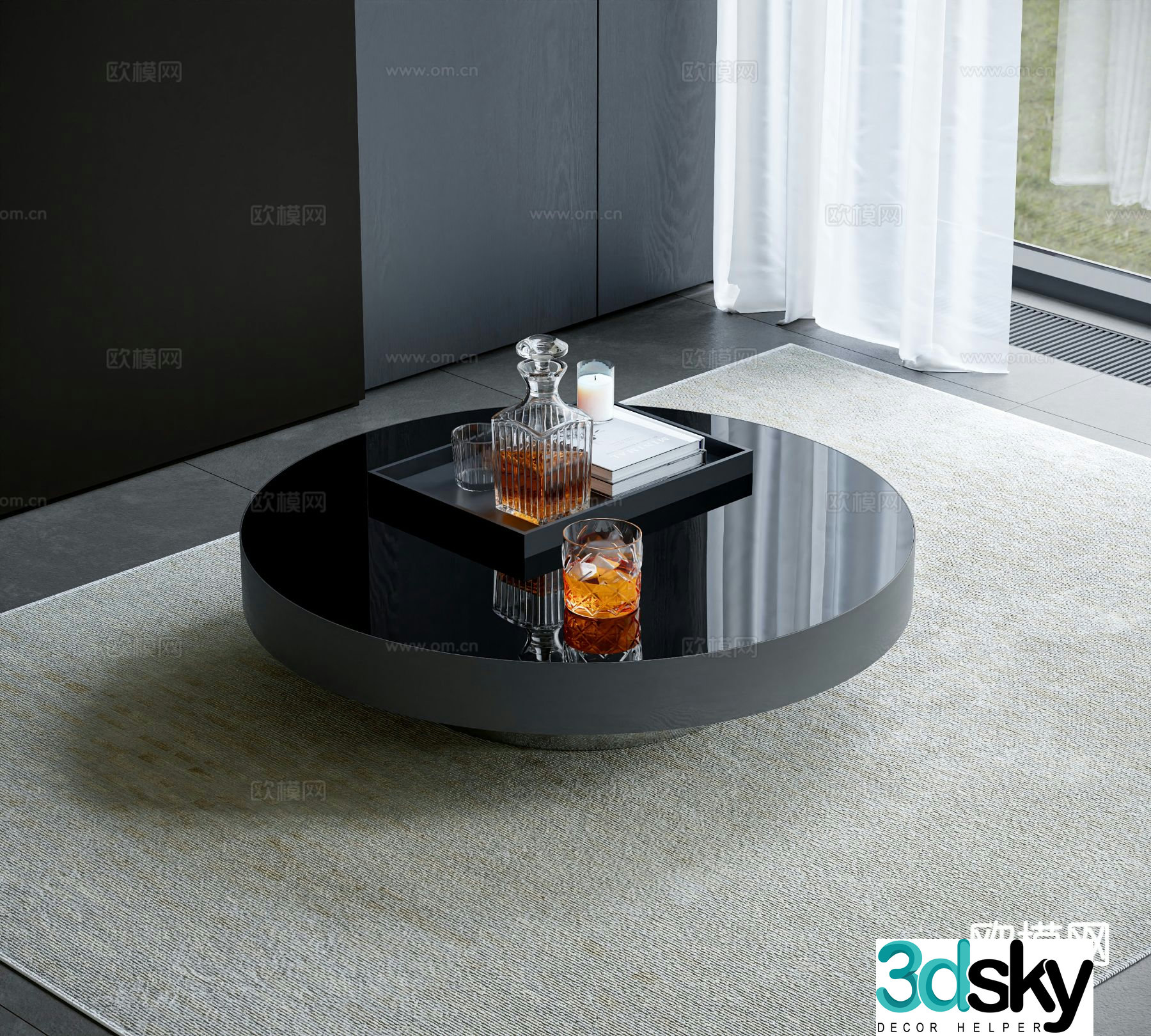 Italian round coffee table 3d model