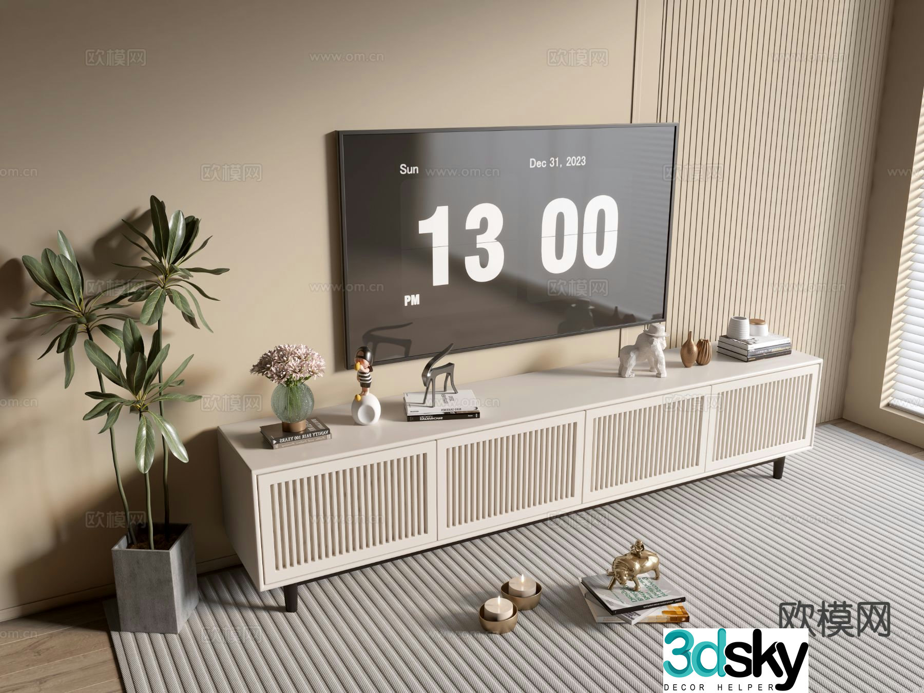 Cream style TV cabinet 3d model