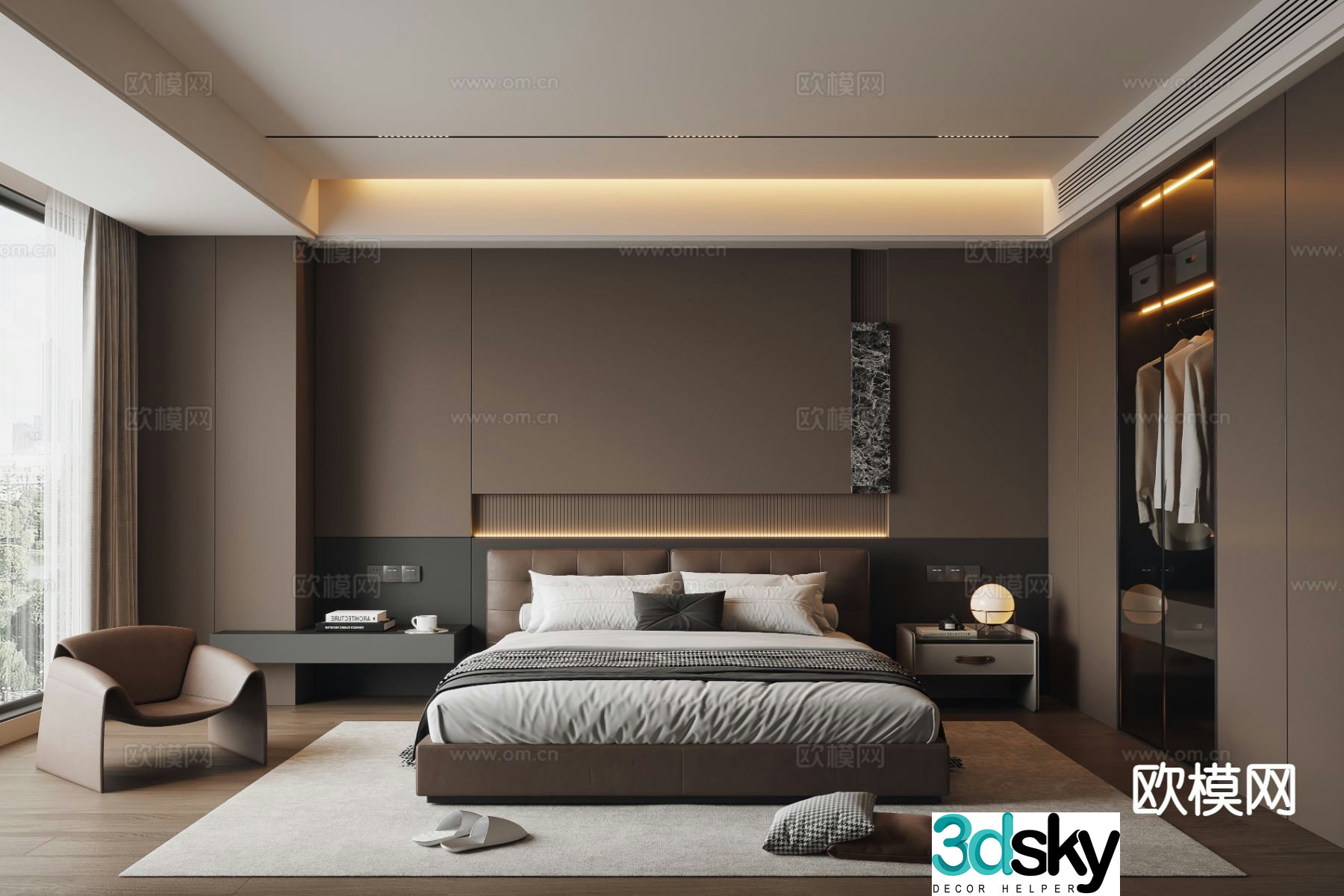 Italian style bedroom master bedroom 3d model