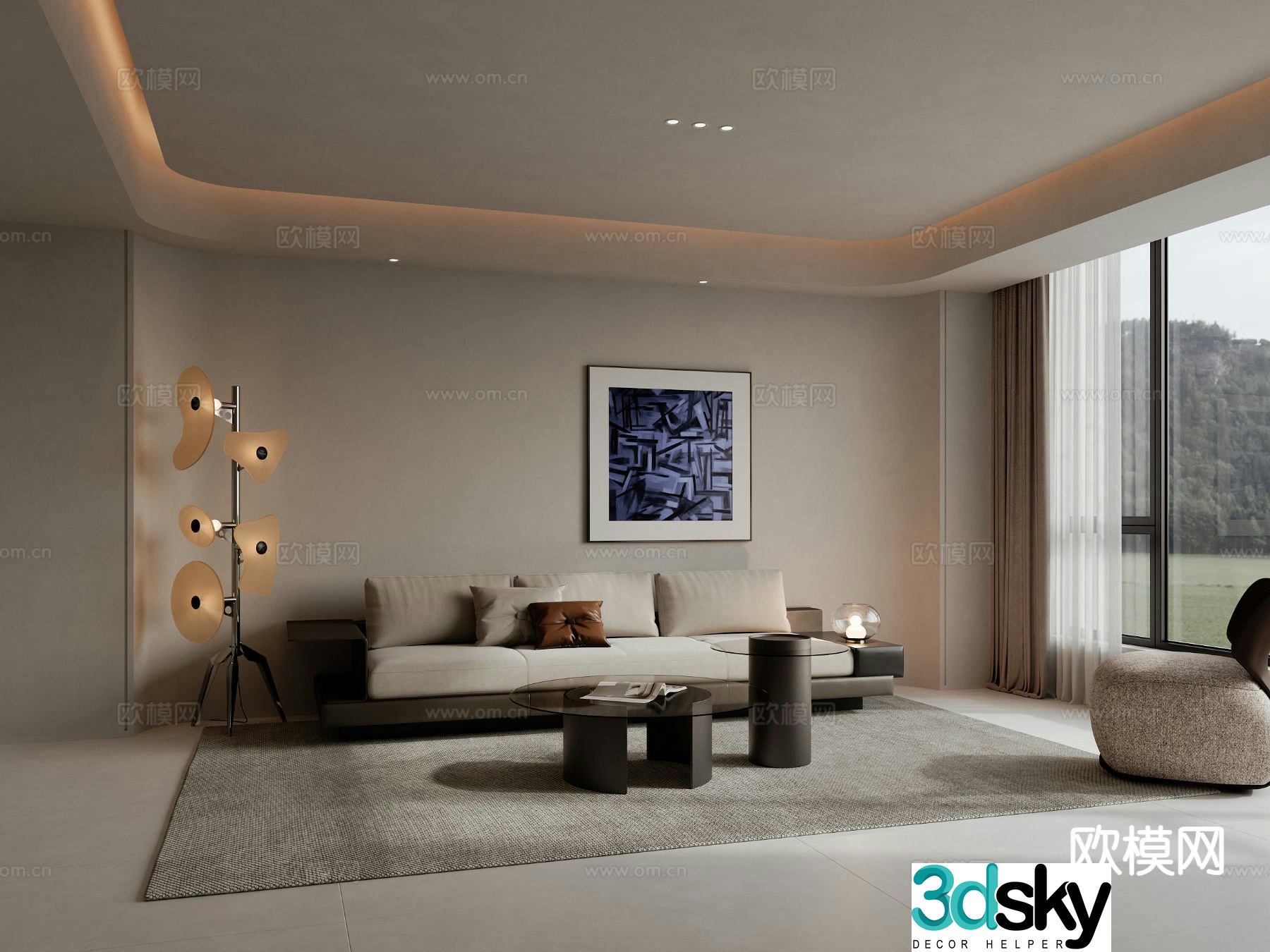 Wabi-sabi living room 3d model