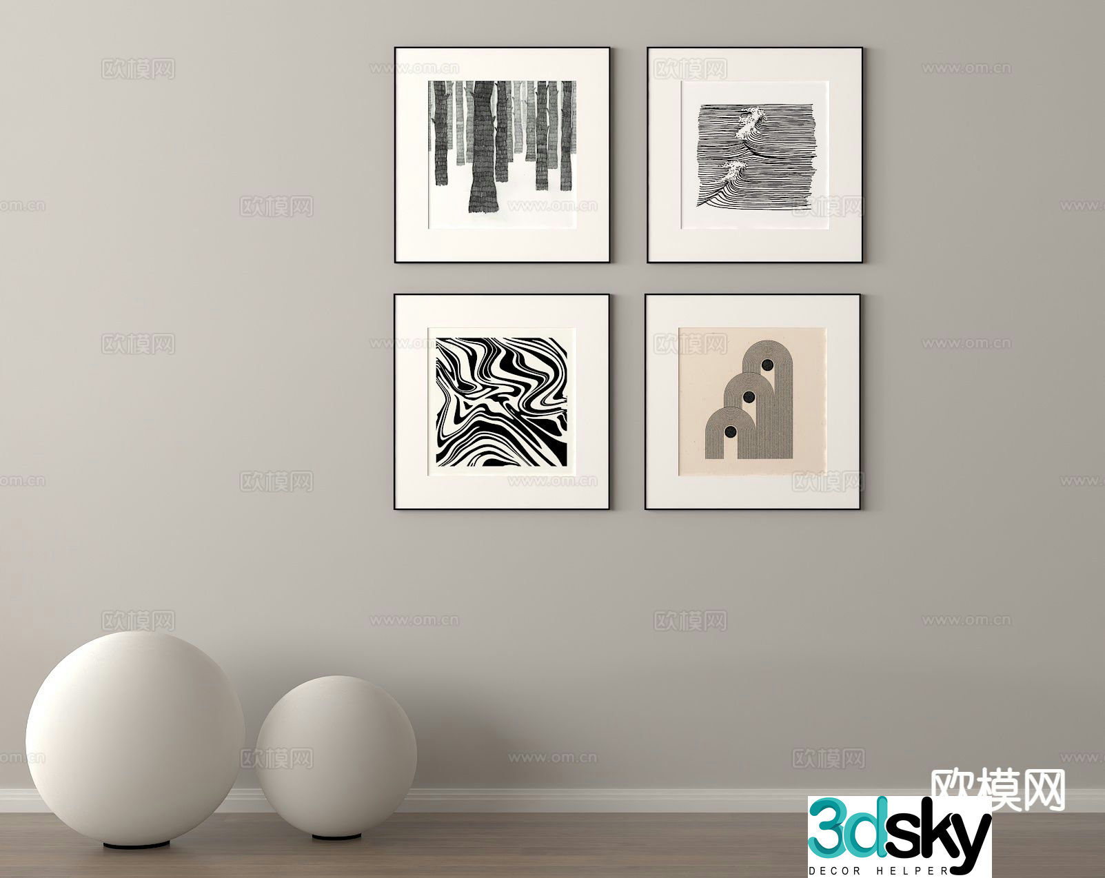 Art painting decorative painting combination painting 3d model