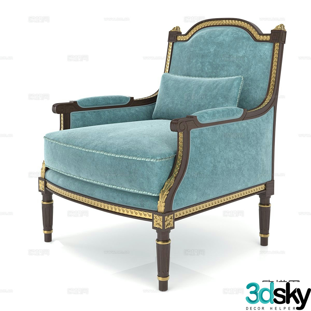 French simple sofa chair armchair leisure chair 3d model