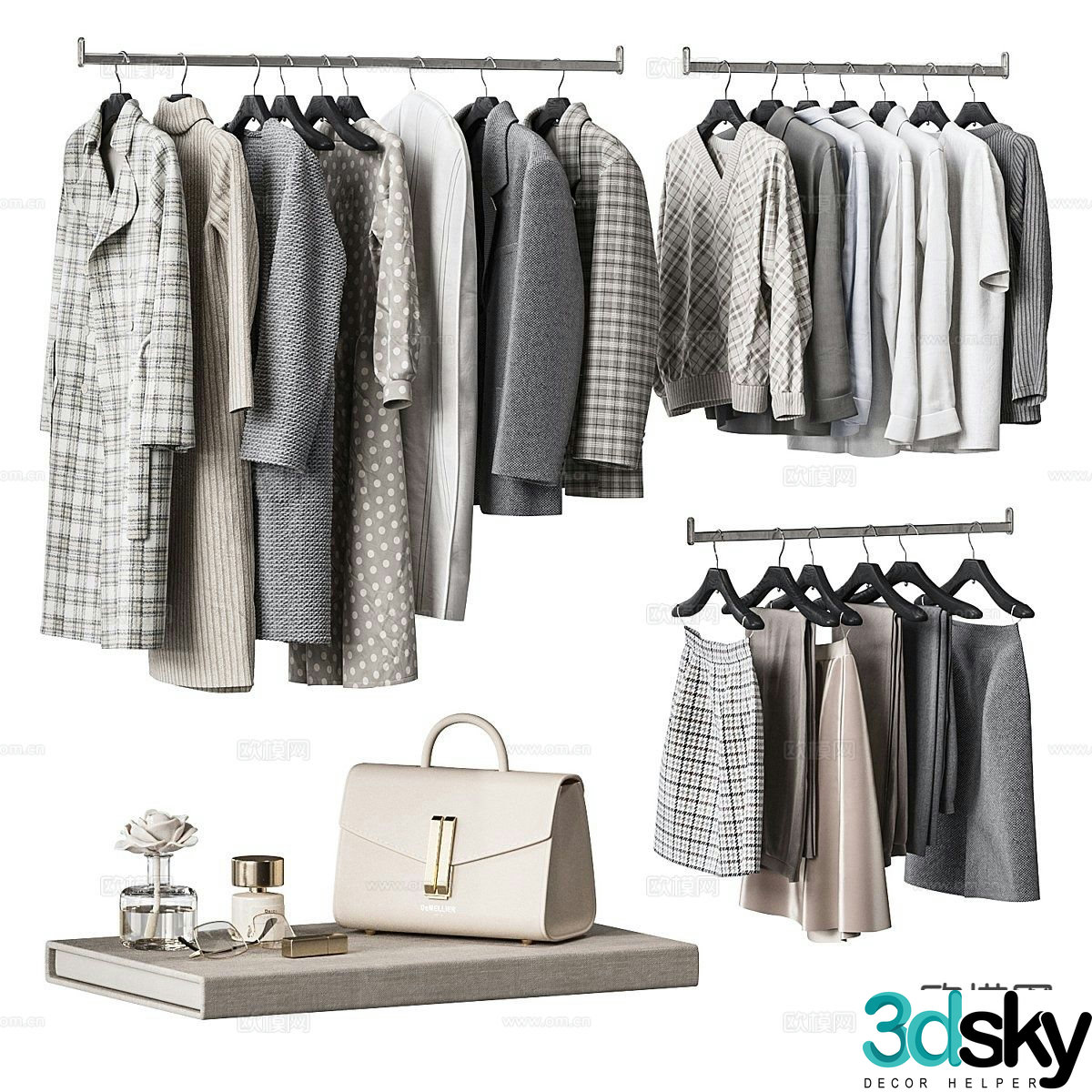 Modern clothes shoes hats clothing bags 3d model
