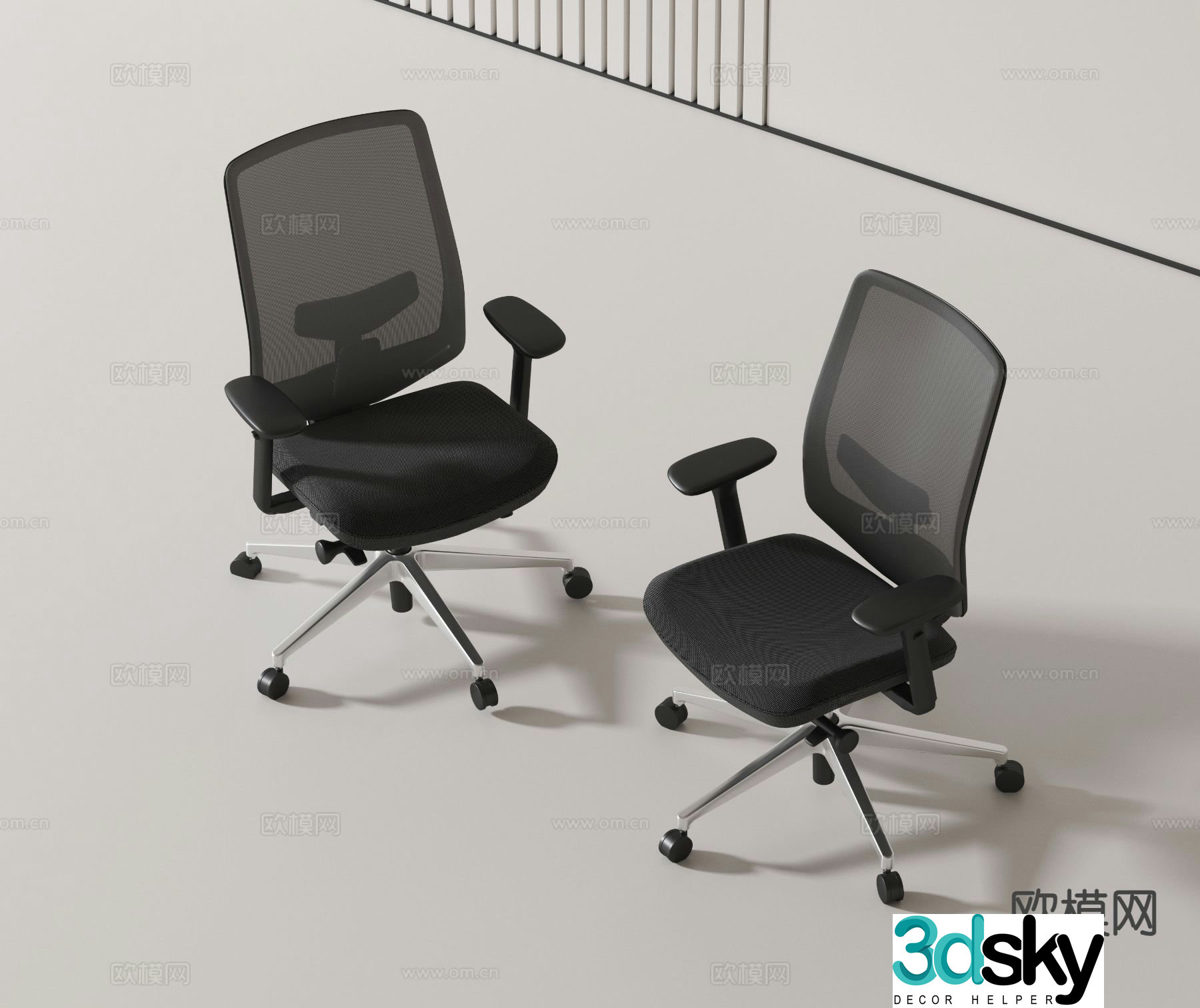 Modern mesh office chair staff chair 3d model
