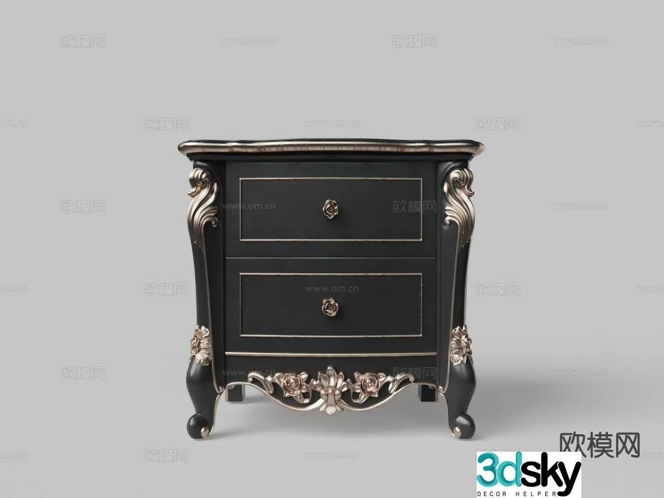 European carved bedside table 3d model