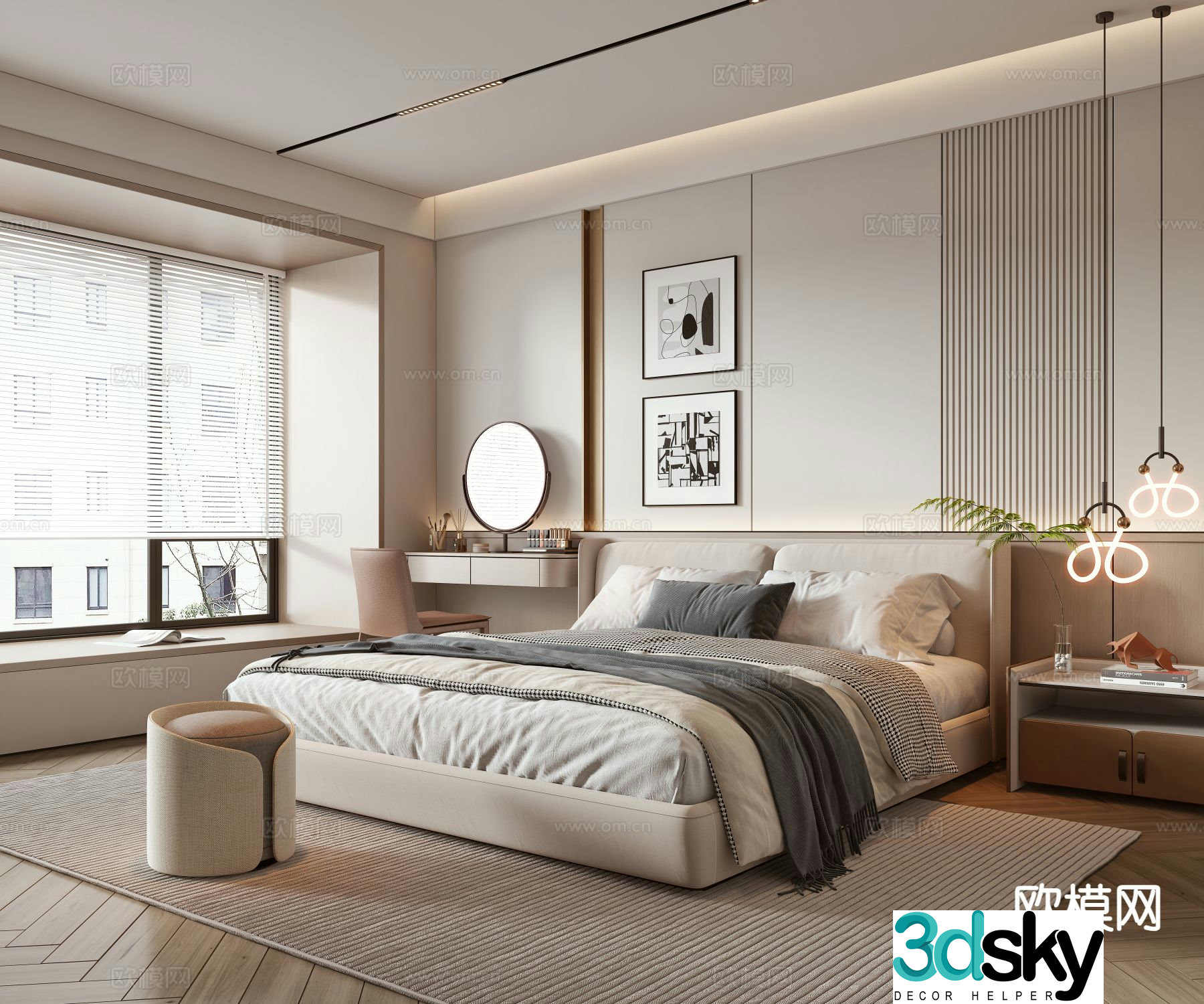 Modern bedroom master bedroom 3d model