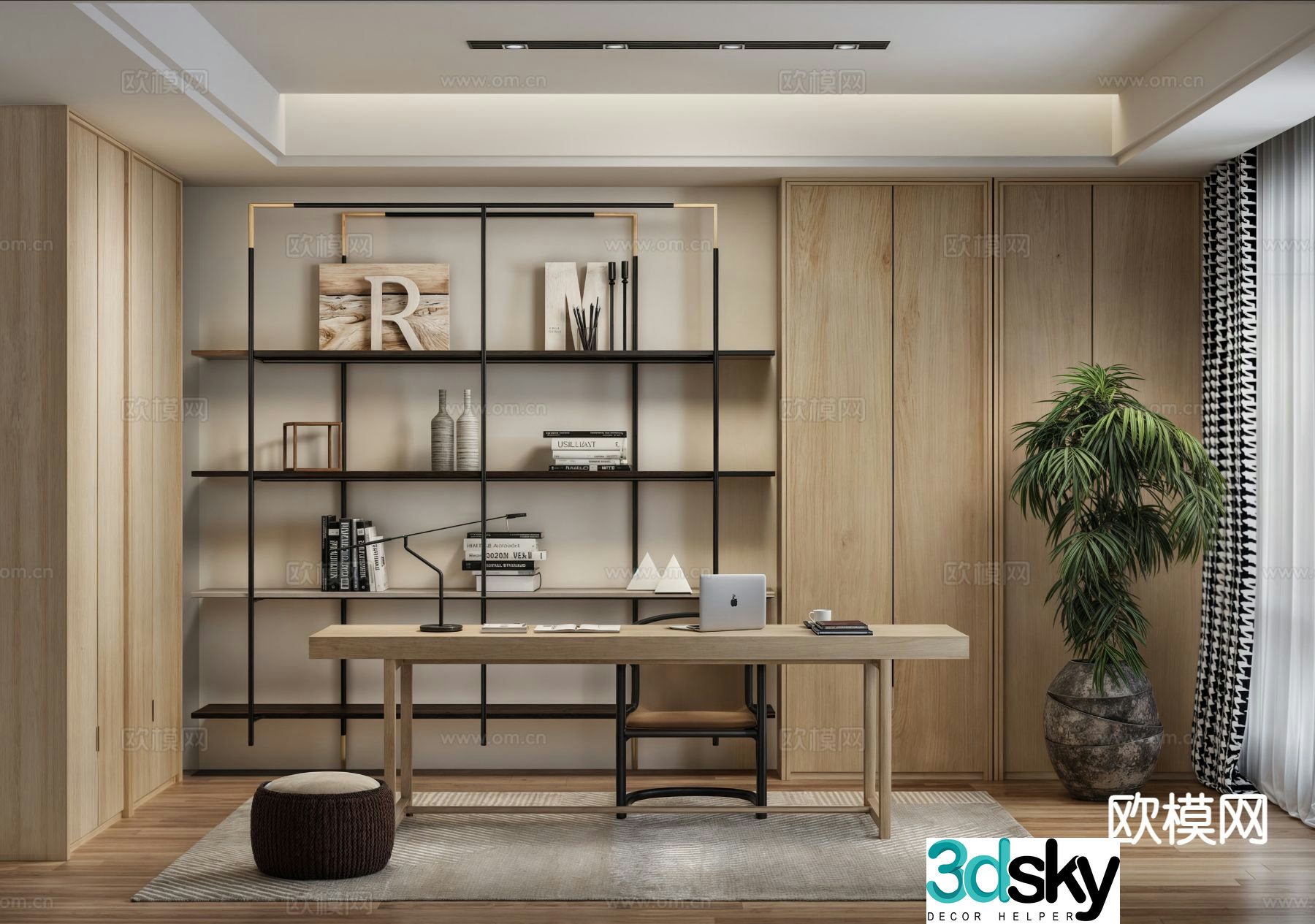 Modern study room 3d model