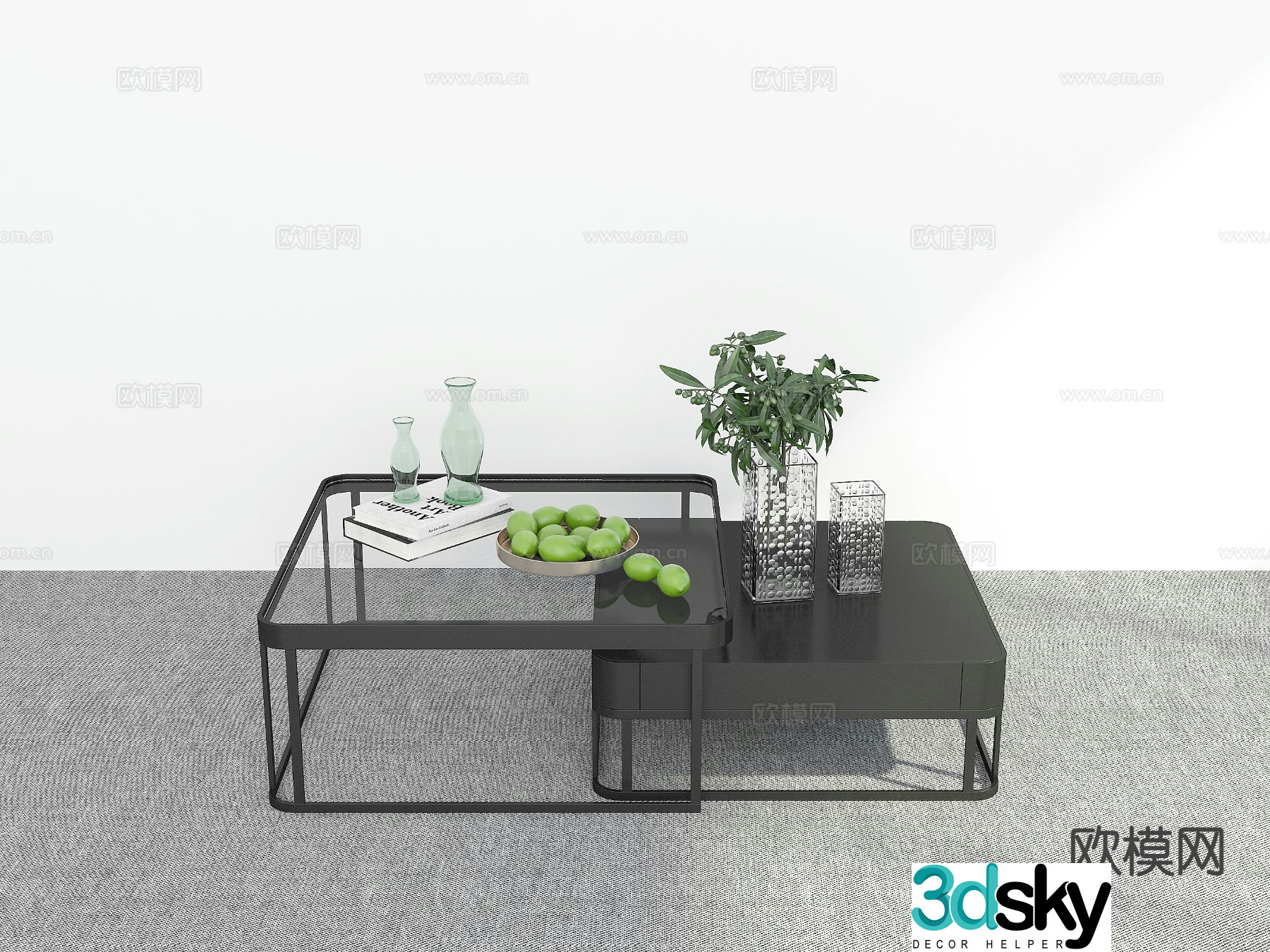 Modern glass coffee table 3d model