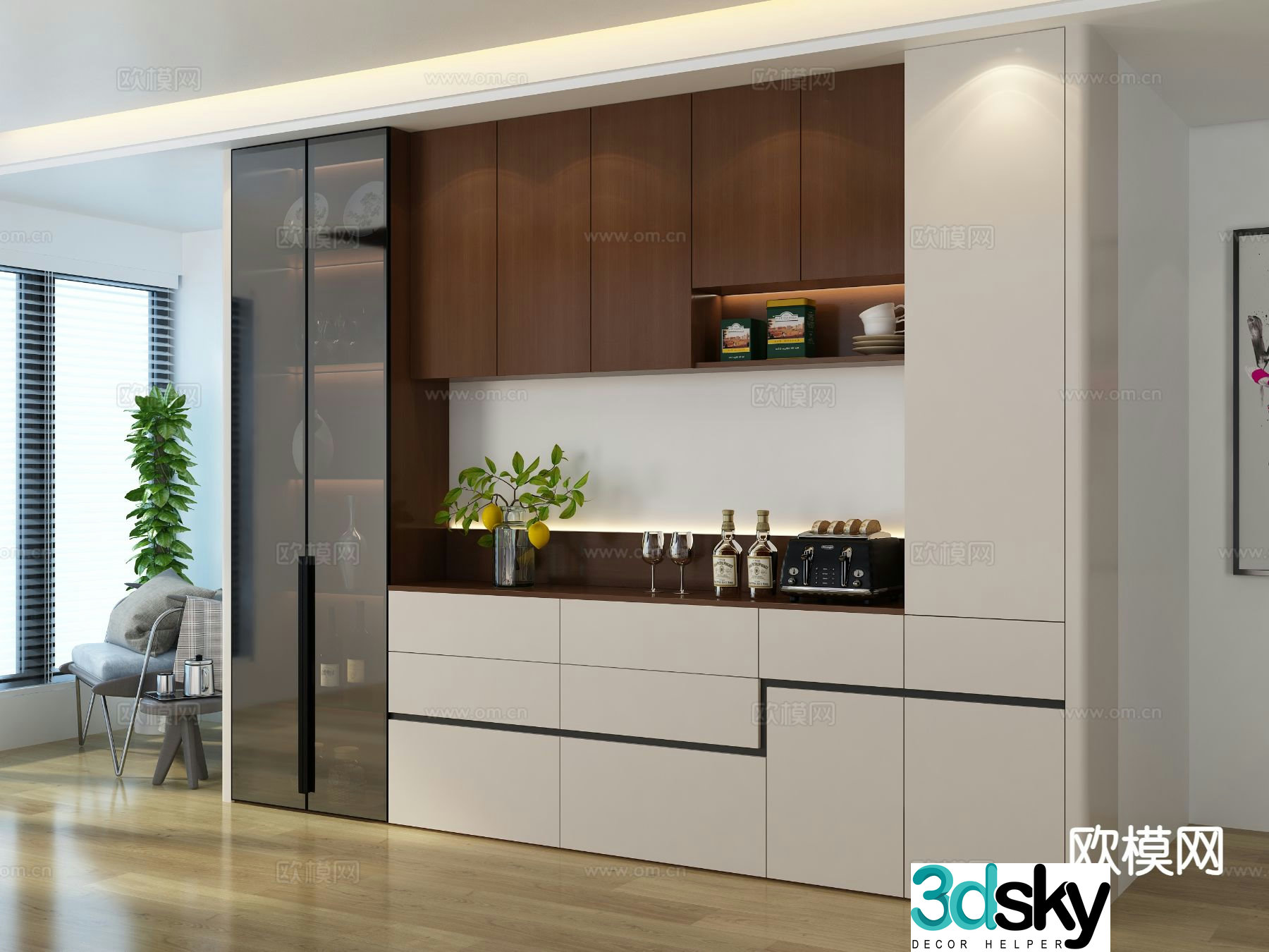 Modern wine cabinet sideboard 3d model