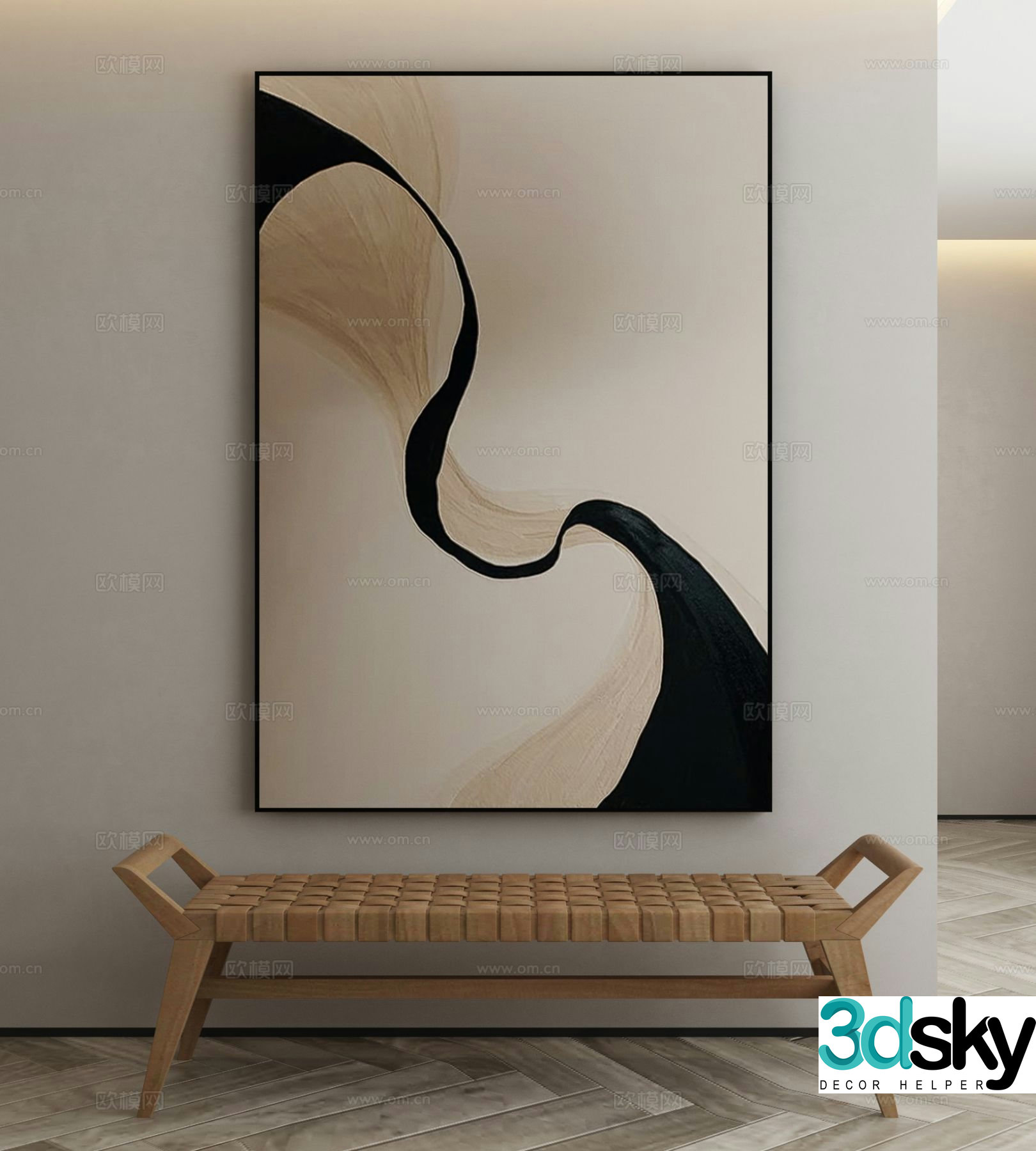 Modern decorative painting abstract painting 3d model