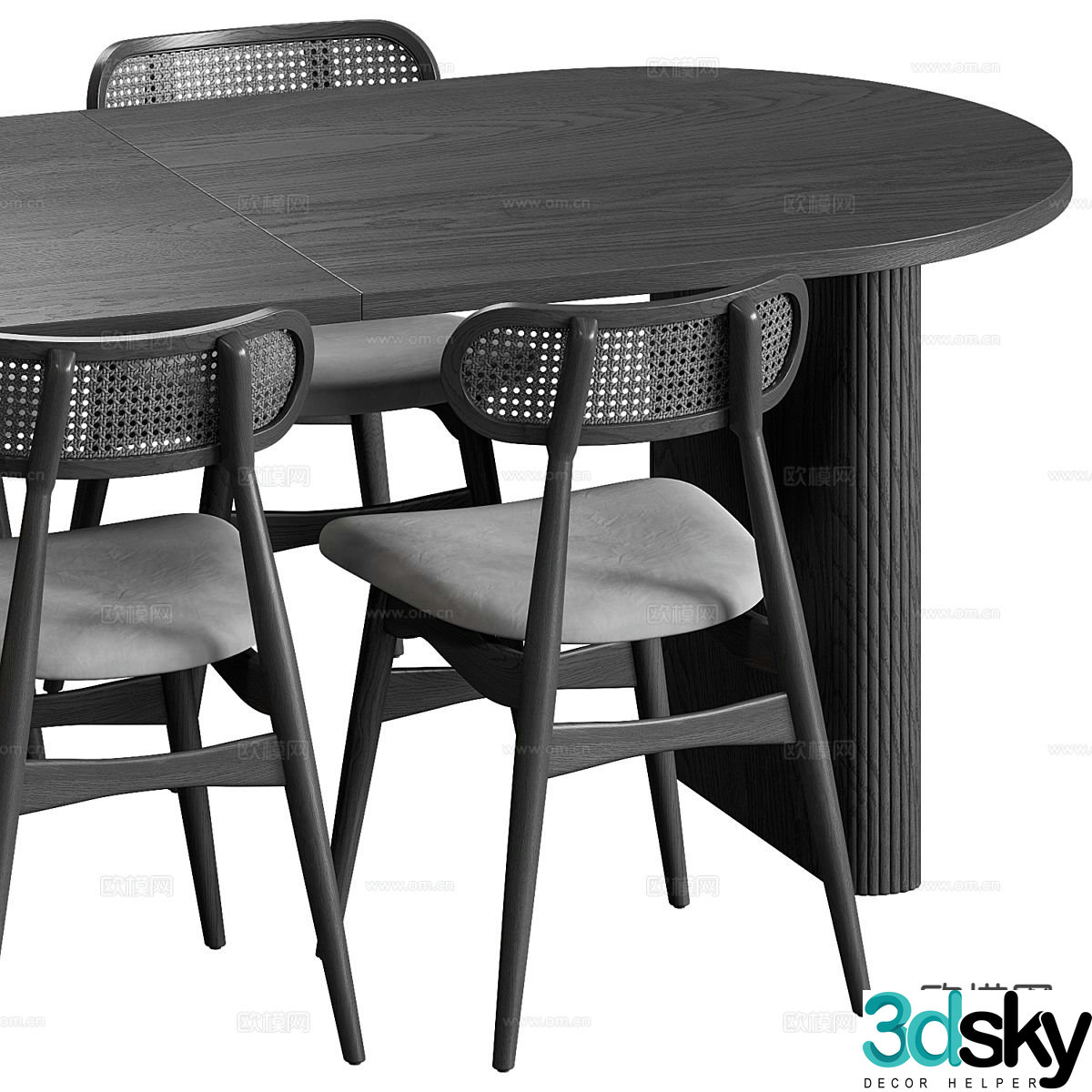 Modern dining table and chairs 3d model
