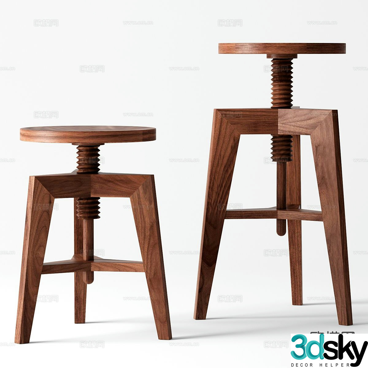 Medieval style bar stool high stool stool 3d model