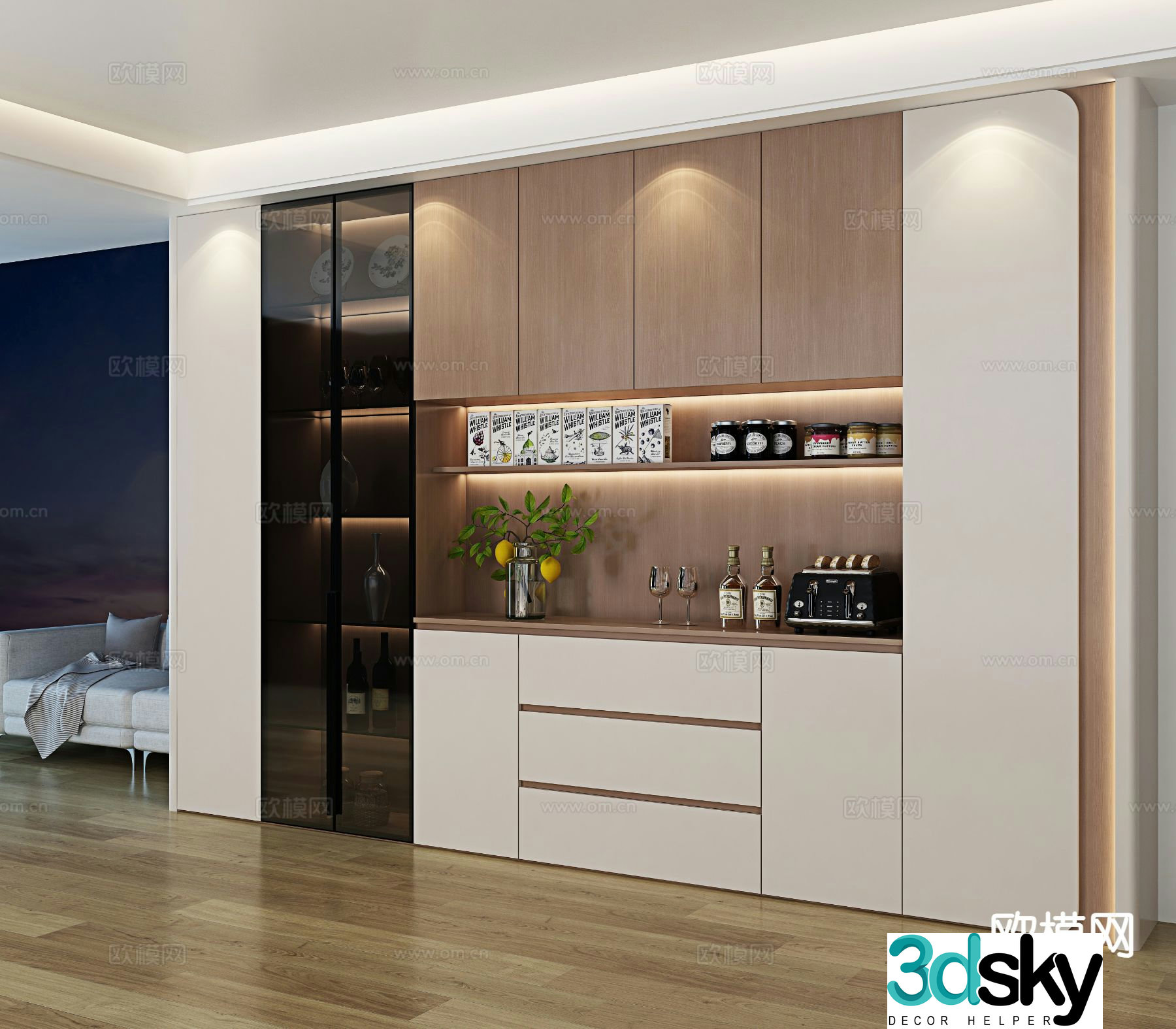 Modern sideboard wine cabinet 3d model