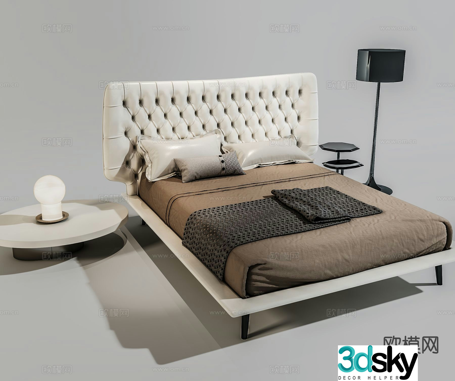 Modern double bed 3d model