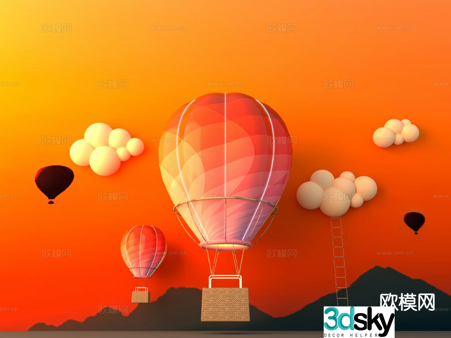 Hot air balloon beauty display Internet celebrity photo check-in 3D model
