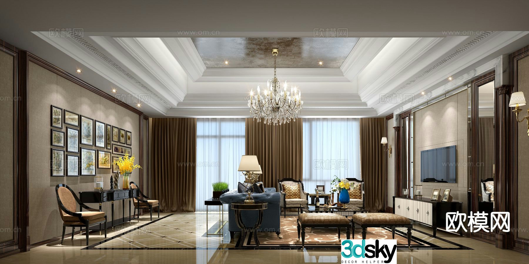 Neoclassical living room 3d model