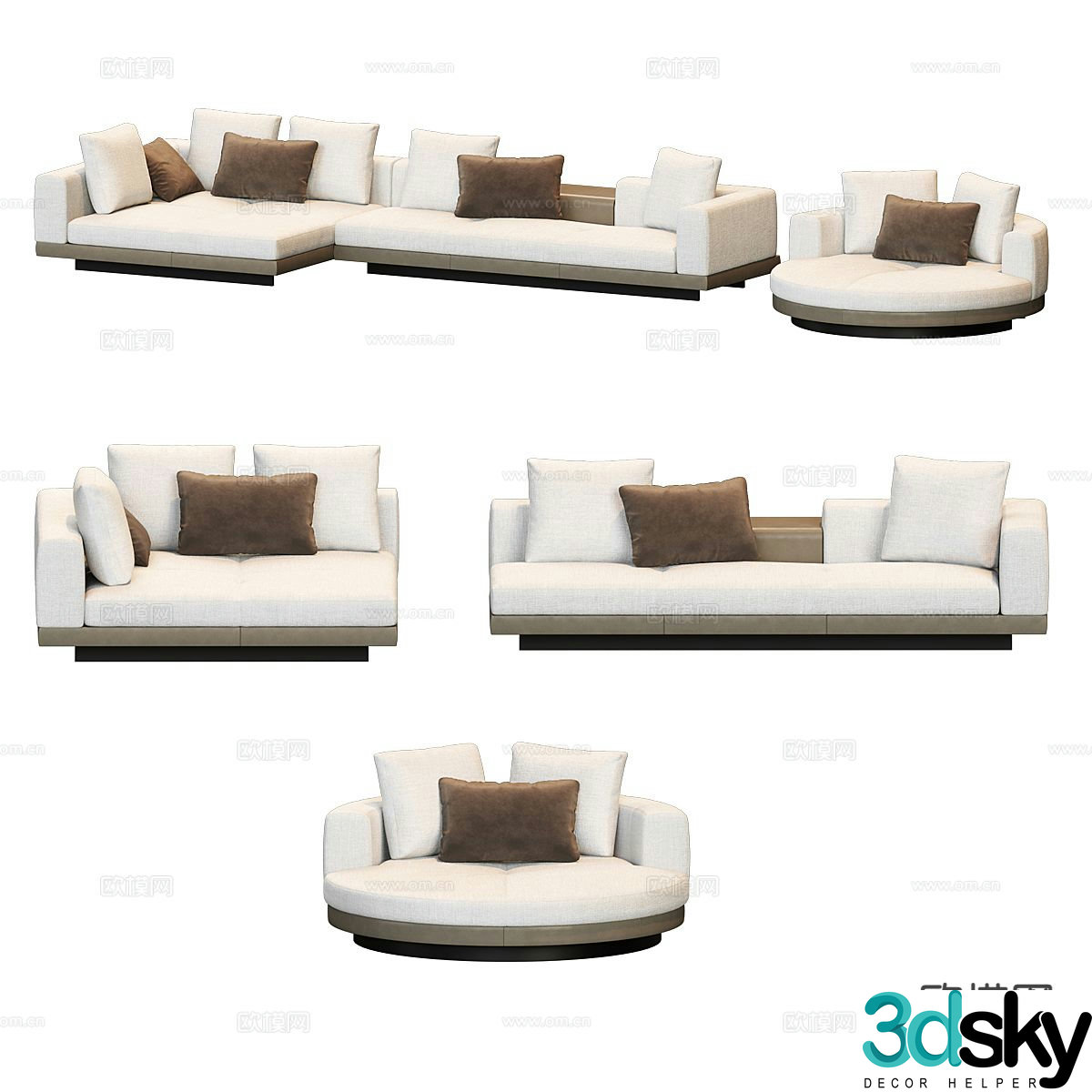 Modern minimalist sofa double sofa single sofa 3d model