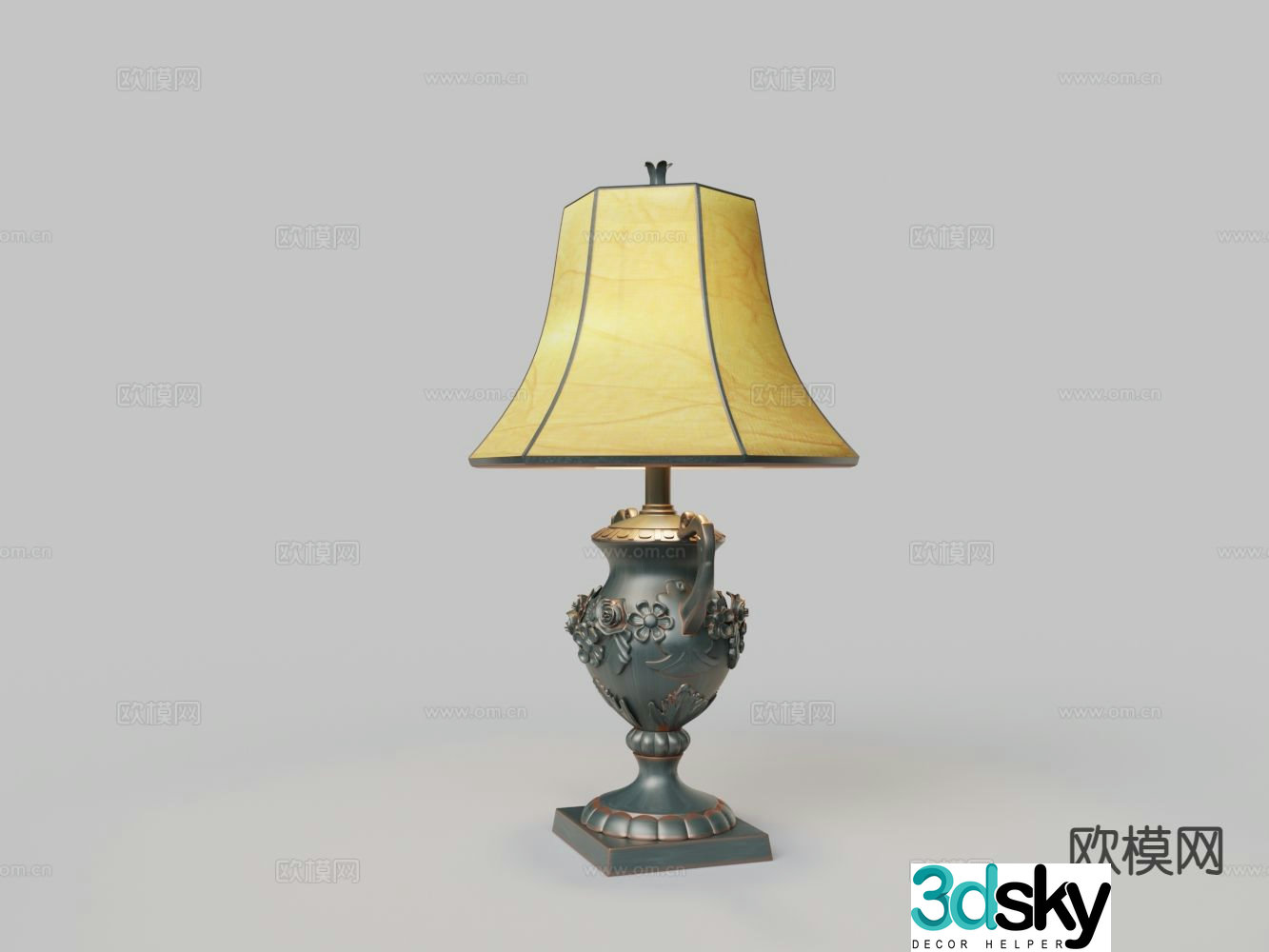 European bronze table lamp carved table lamp 3d model