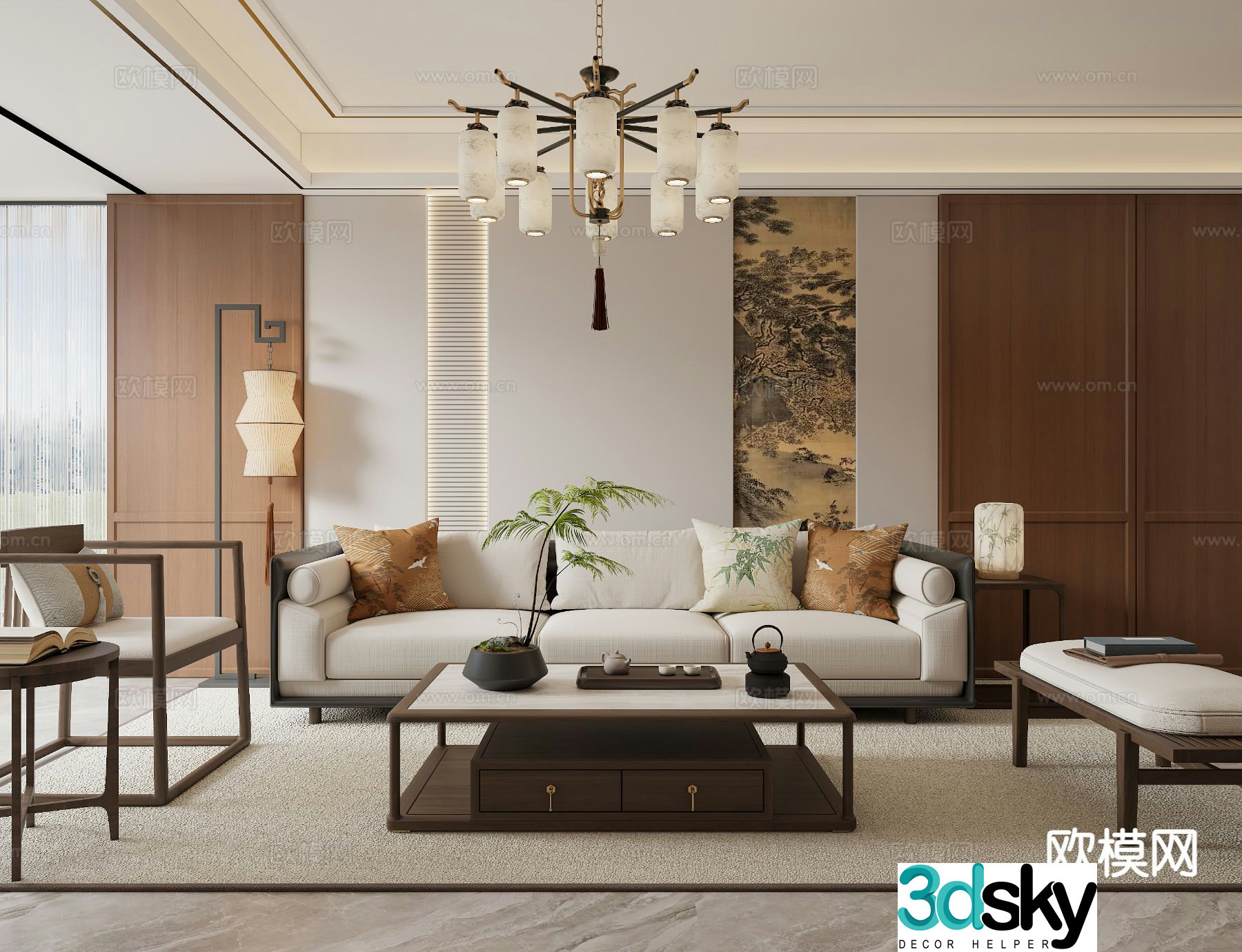 New Chinese style living room Song style living room 3D model