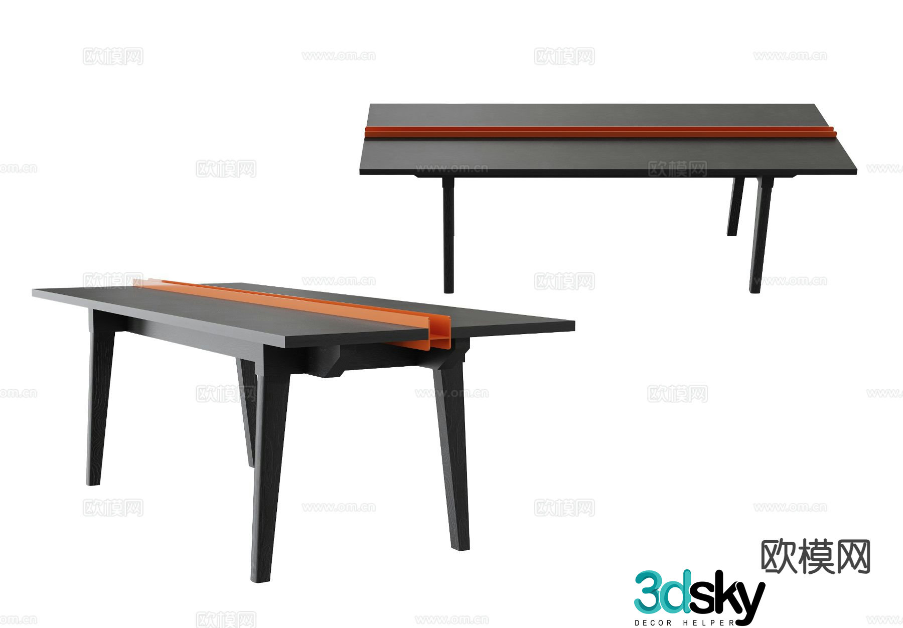 Modern square table office desk 3d model