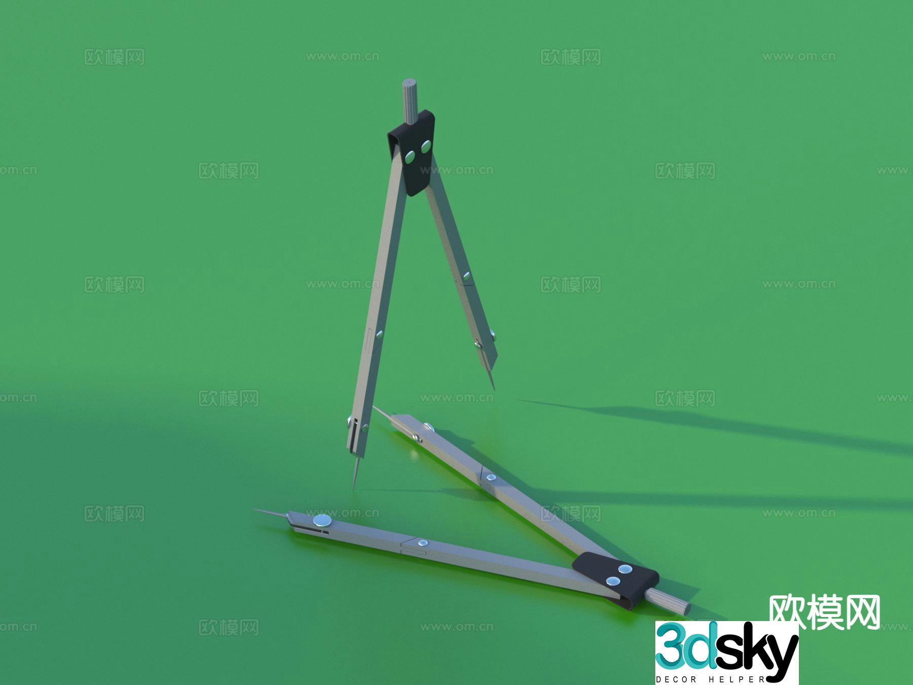 Compass stationery sketch 3d model