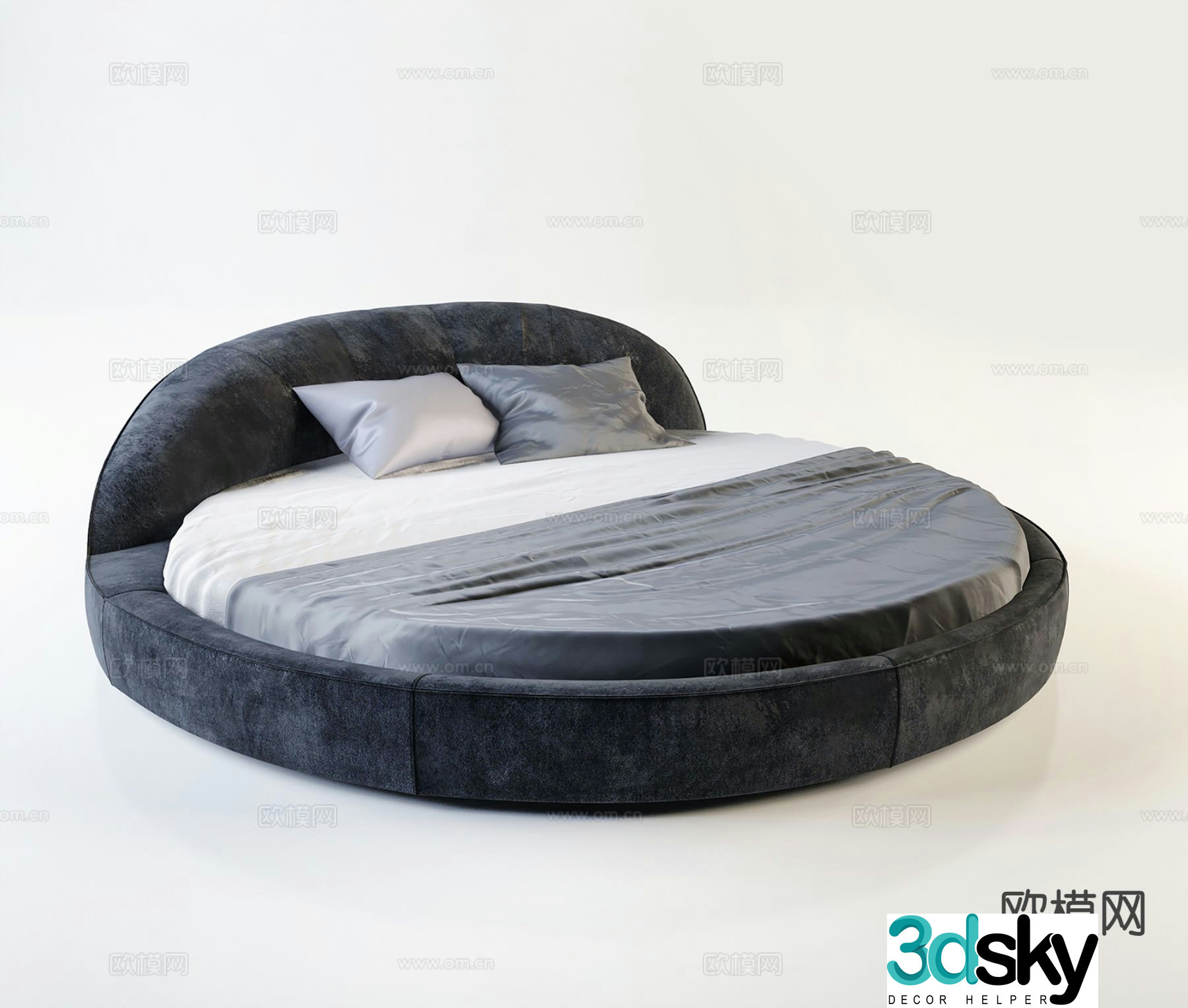 Modern round bed 3d model