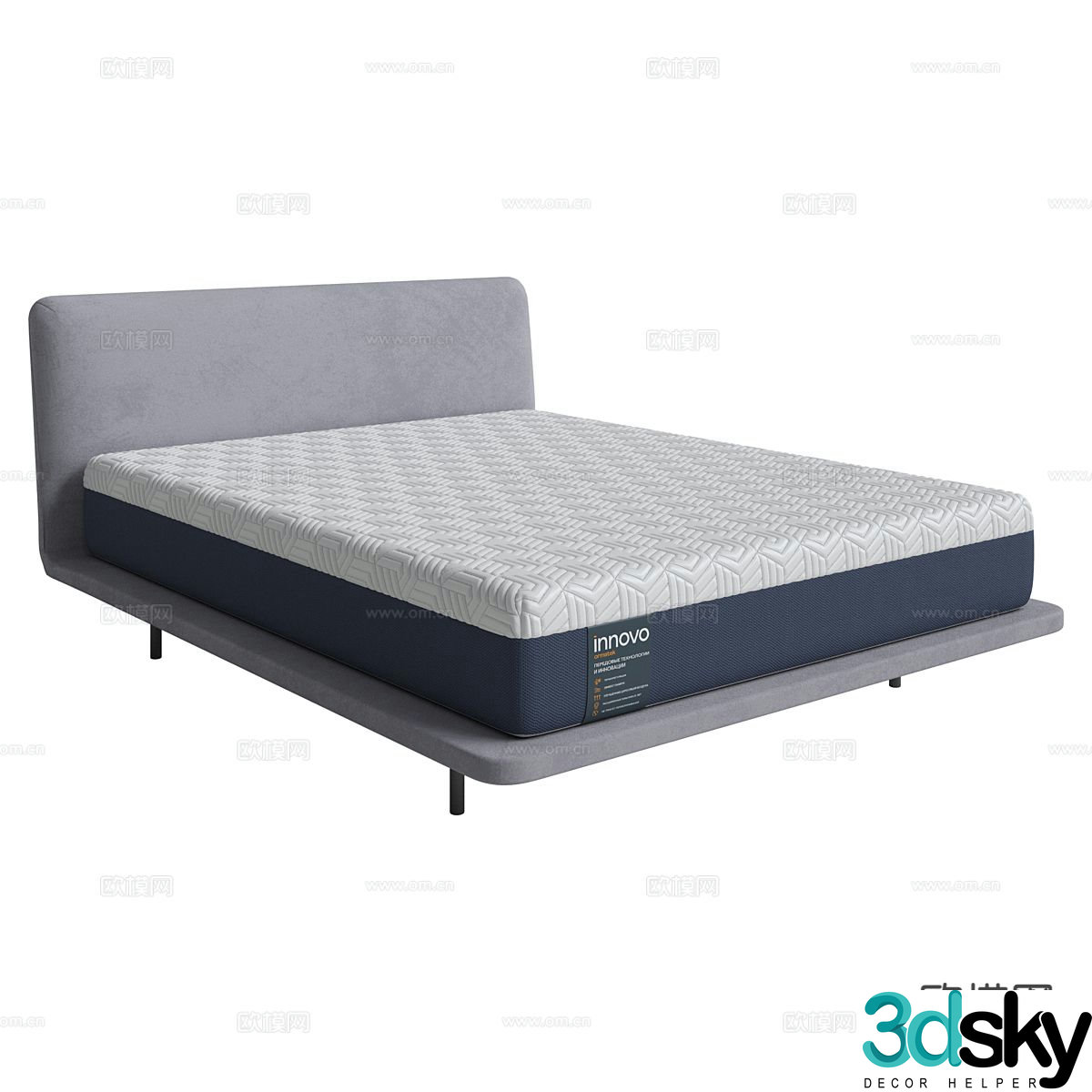 Modern double bed 3d model