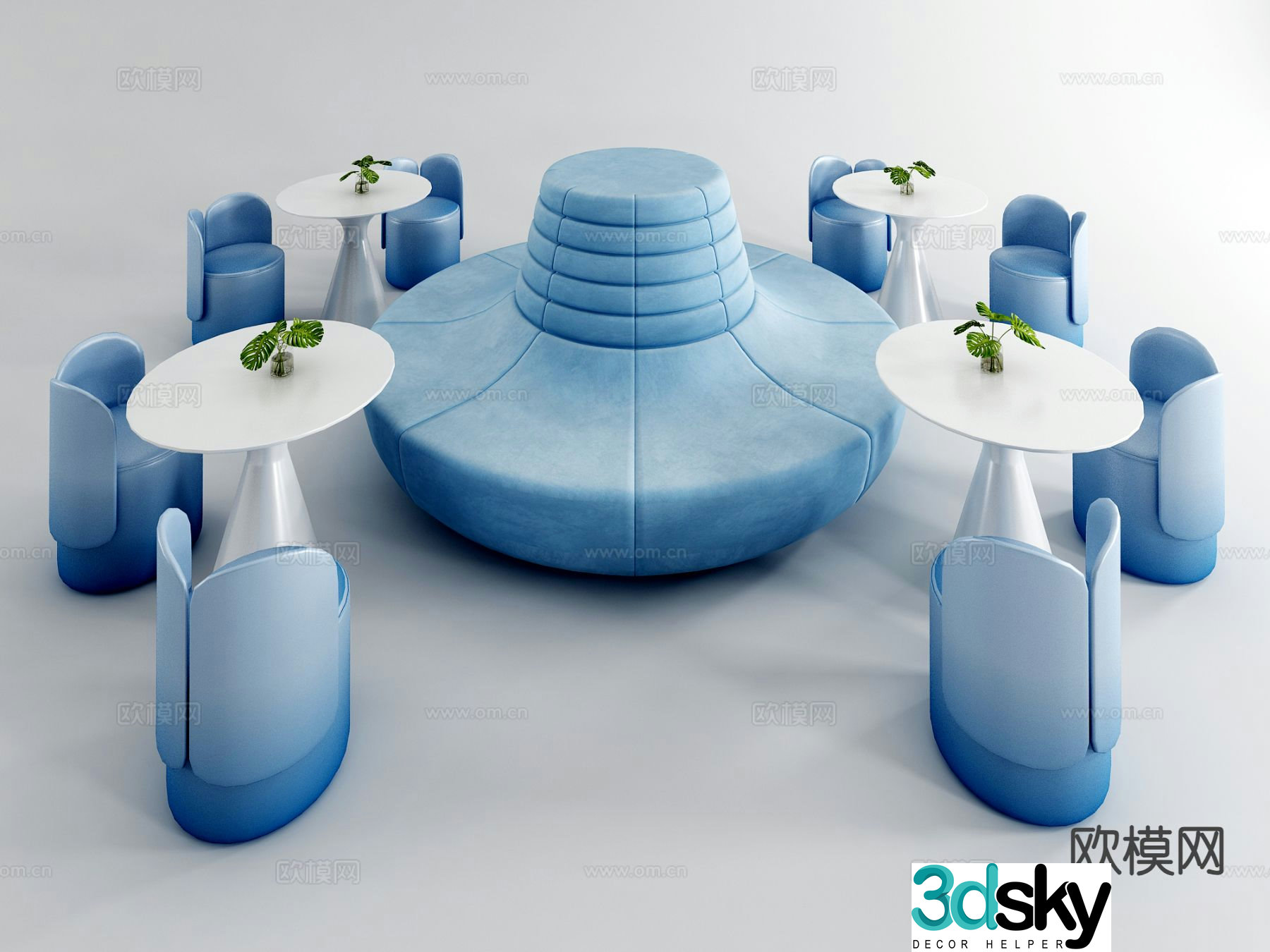 Modern lobby sofa public sofa booth sofa 3D model