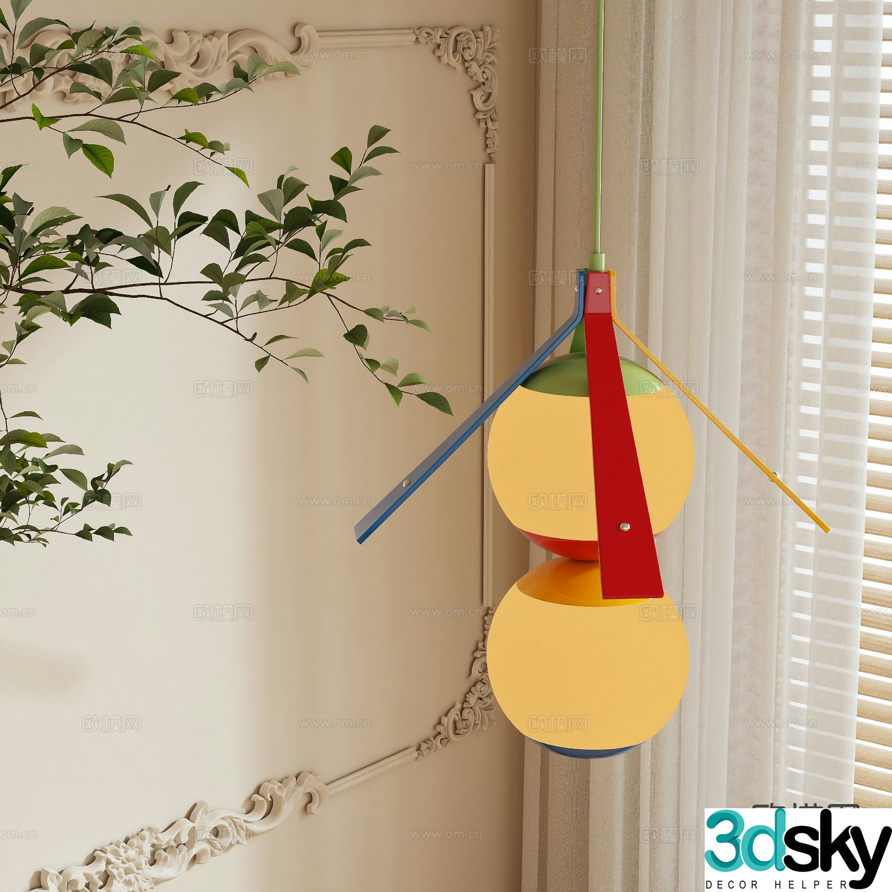 Memphis style chandelier 3d model