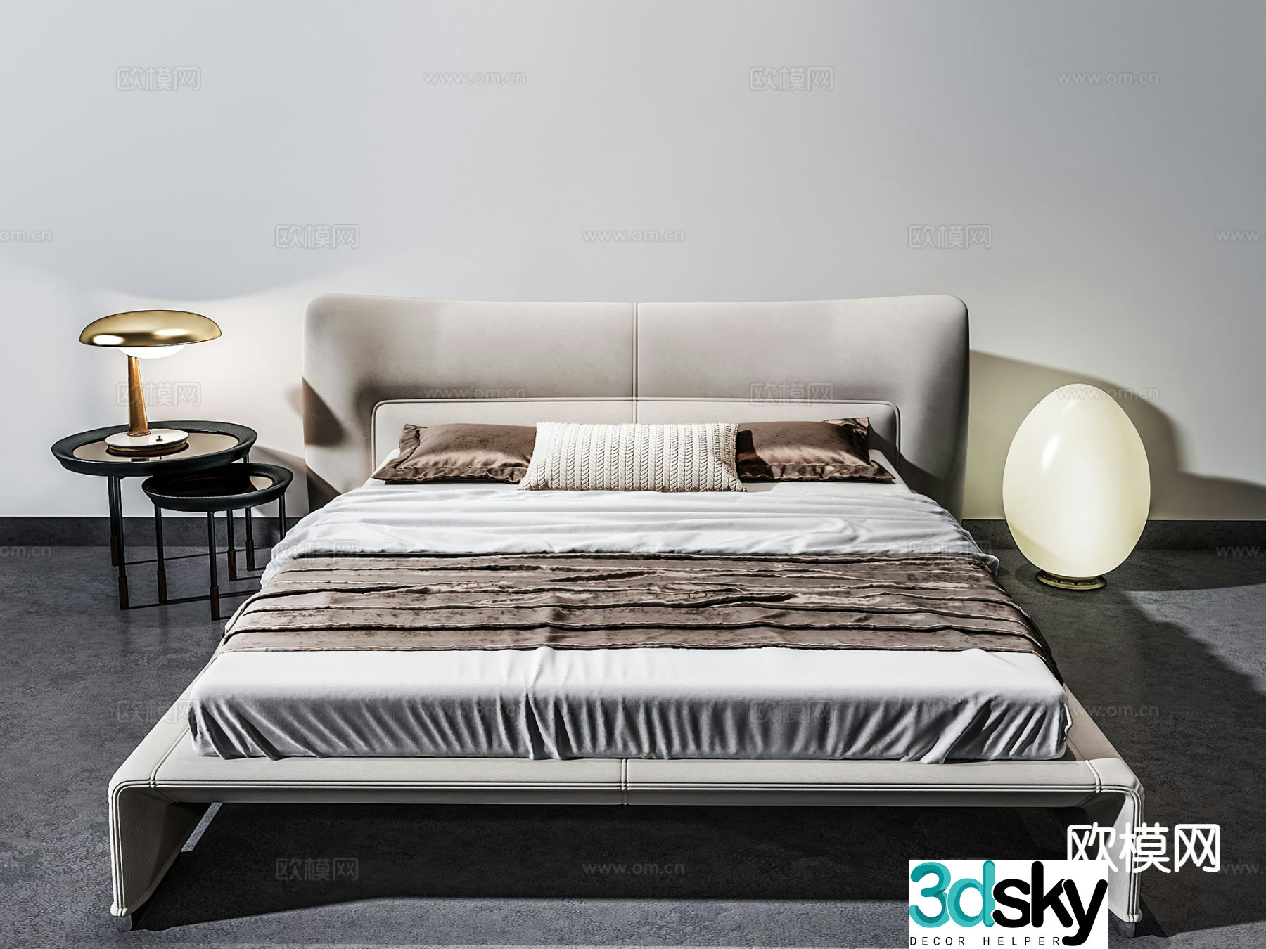 Modern double bed 3d model