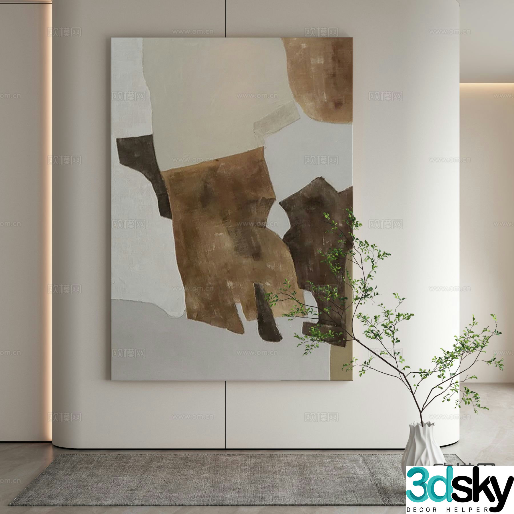 Modern decorative painting abstract painting 3d model