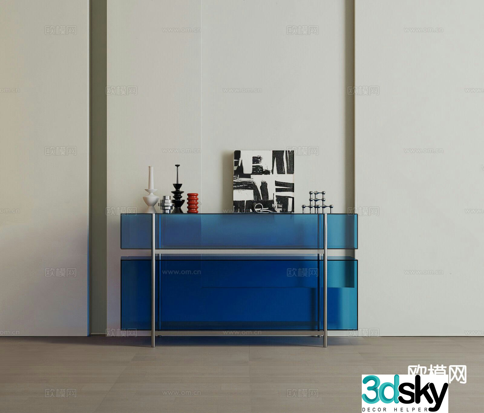 Modern glass entryway cabinet 3d model