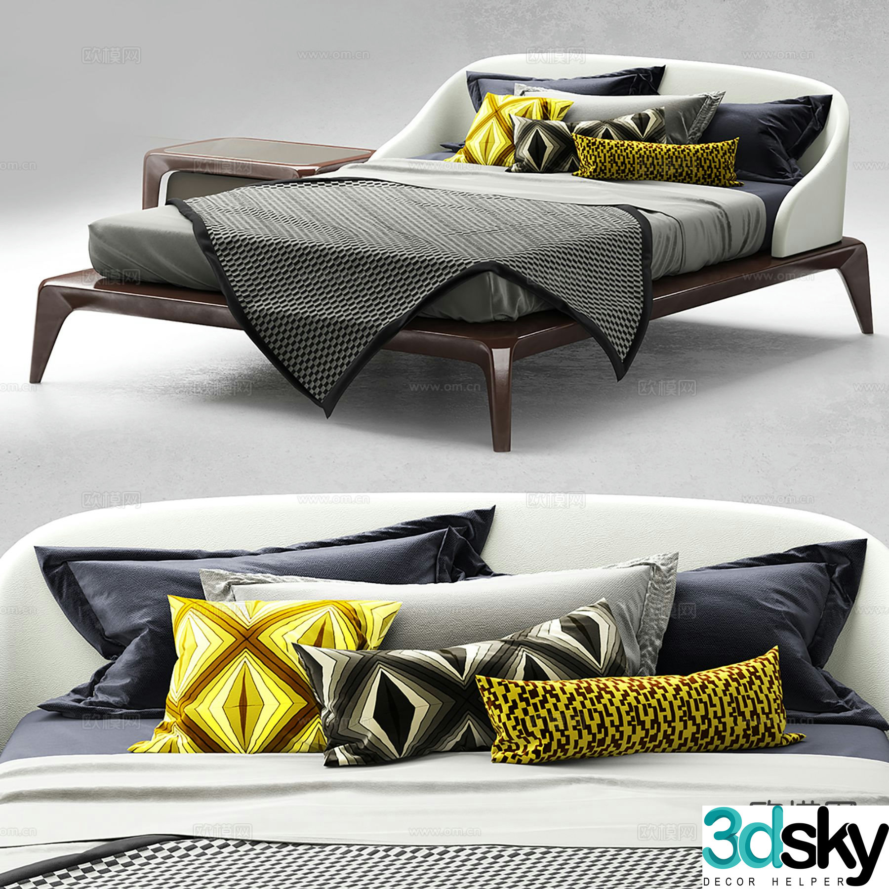 Modern double bed 3d model