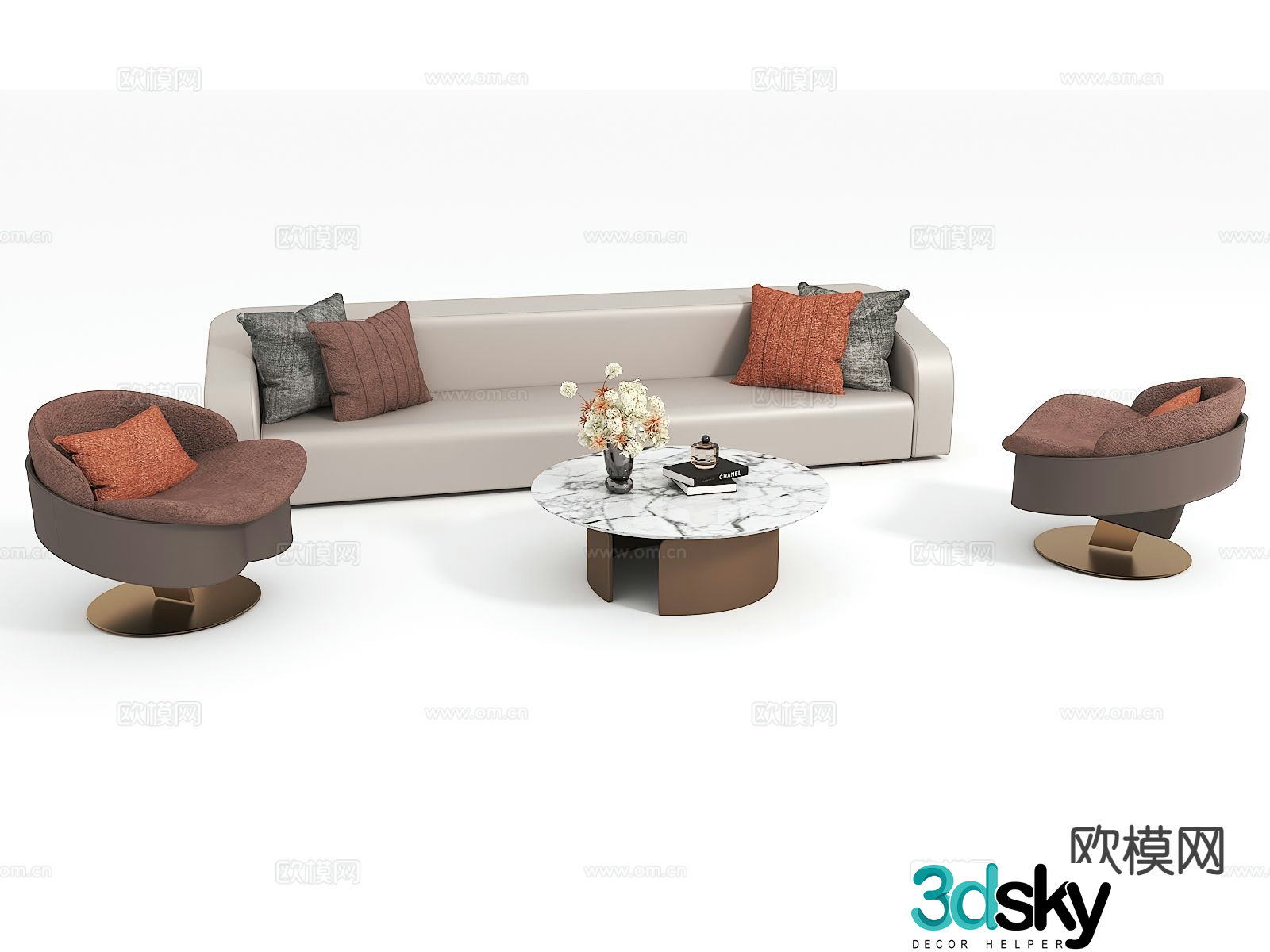 Modern sofa coffee table modular sofa 3d model