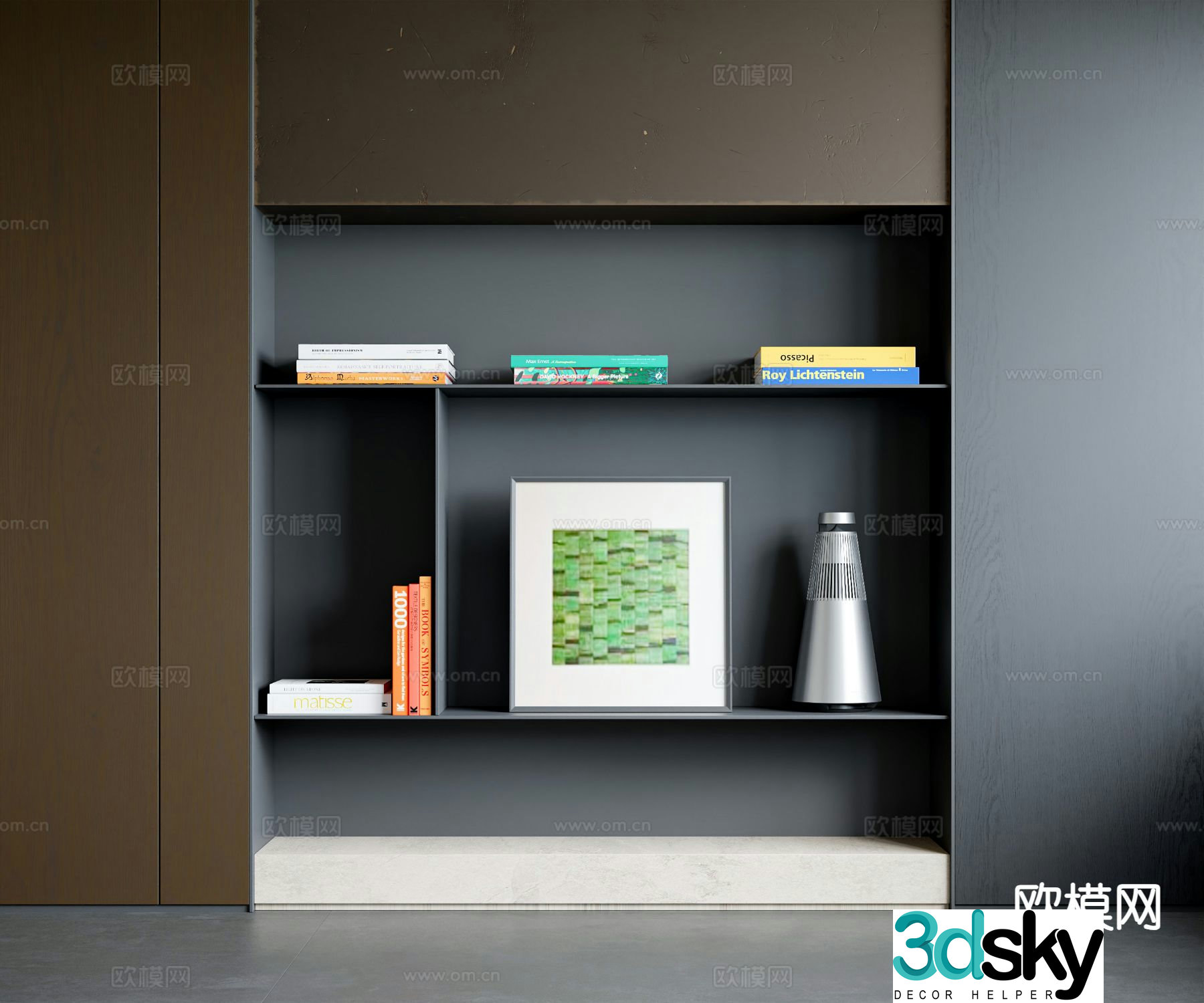 Modern bookcase shelf 3d model