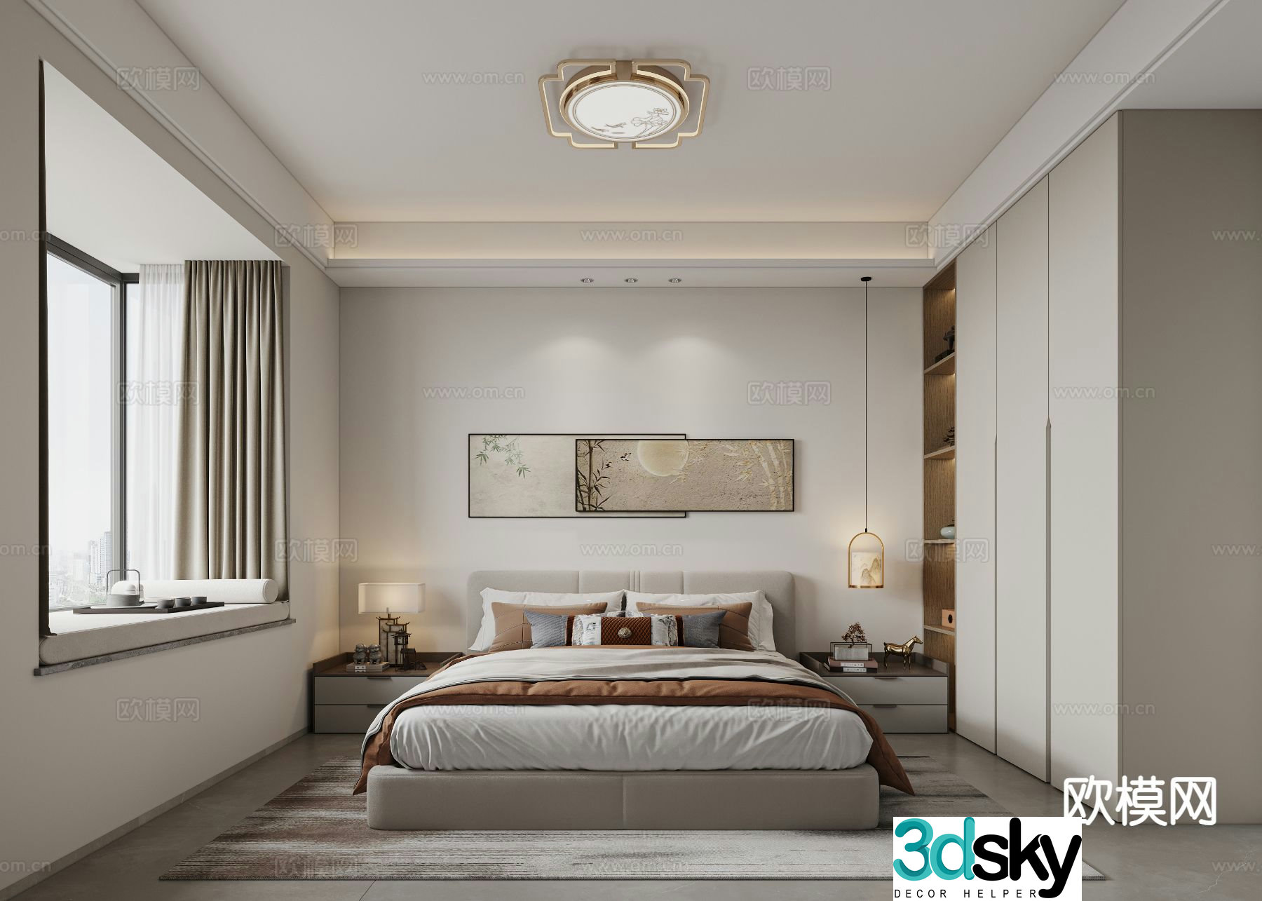 New Chinese style bedroom master bedroom 3d model
