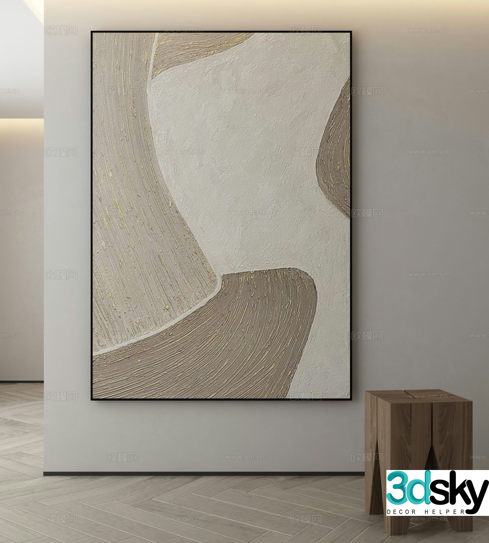 Modern texture painting decorative painting 3d model